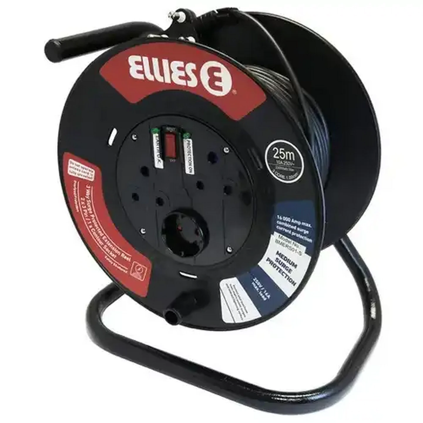 Image of ELLIES FEER 25W Medium Surge Protected Extension Reel 3-Way 25m