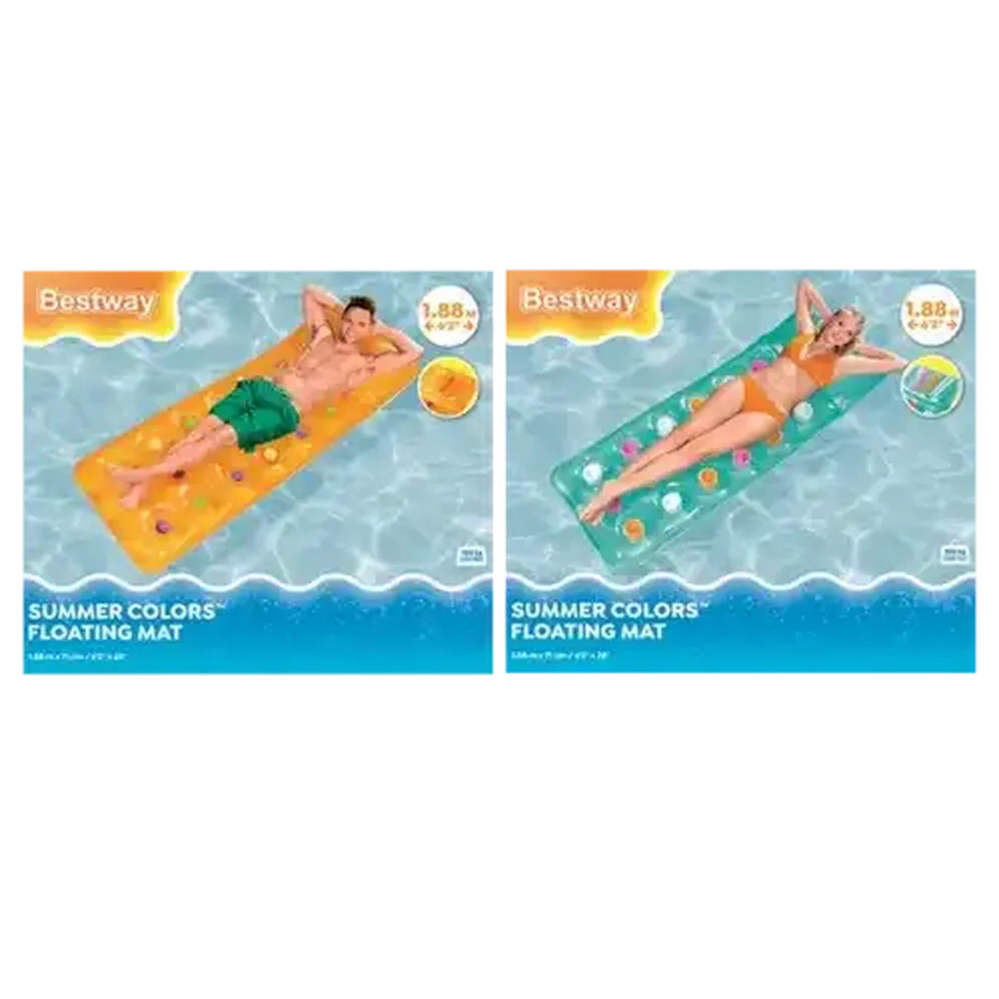 Image of Bestway Inflatable Floating Mat 1.88mx70cm (Design May Vary)