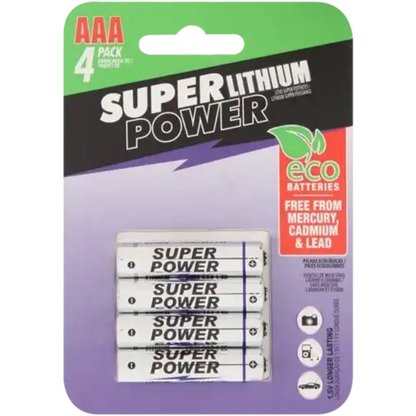 Image of Super Power AAA Lithium Batteries 4-Pack