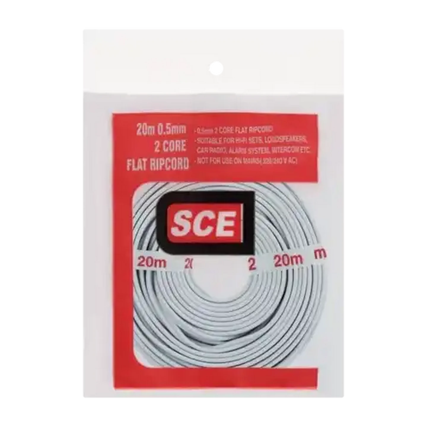 Image of SCE White 2 Core Flat Ripcord 0.5mm x 20m