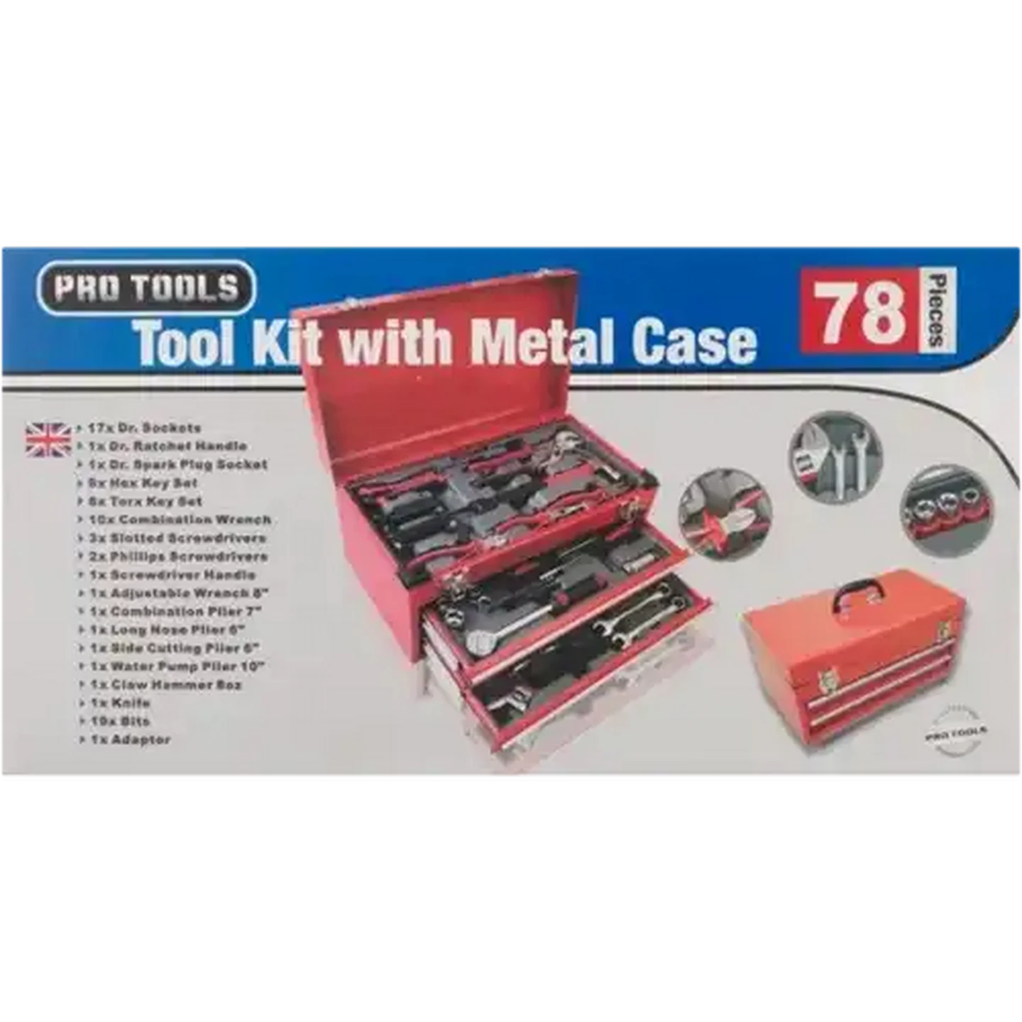 Image of Pro Tools Metal Box Tool Kit 78-Piece