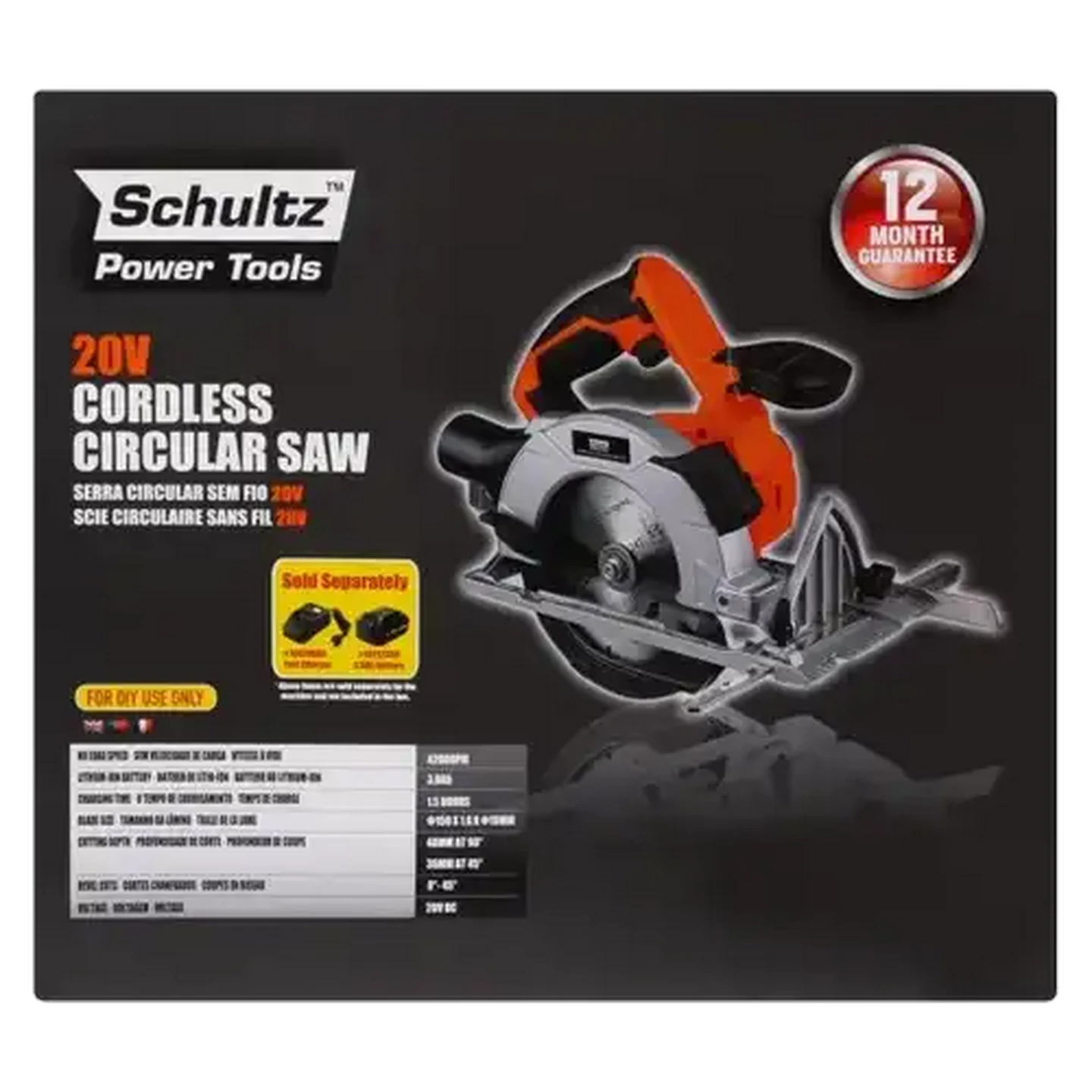 Image of Schultz Power Tools Cordless Circular Saw 20V 
