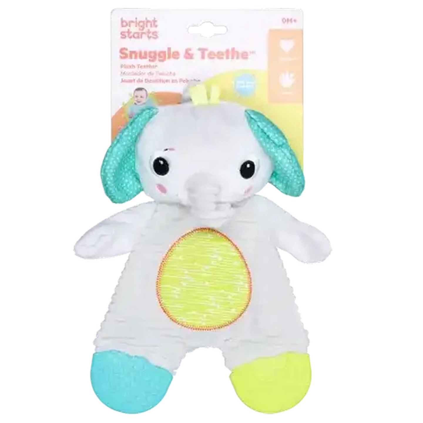 Image of Bright Starts Grey Elephant Plush Teether Toy 0 Months+