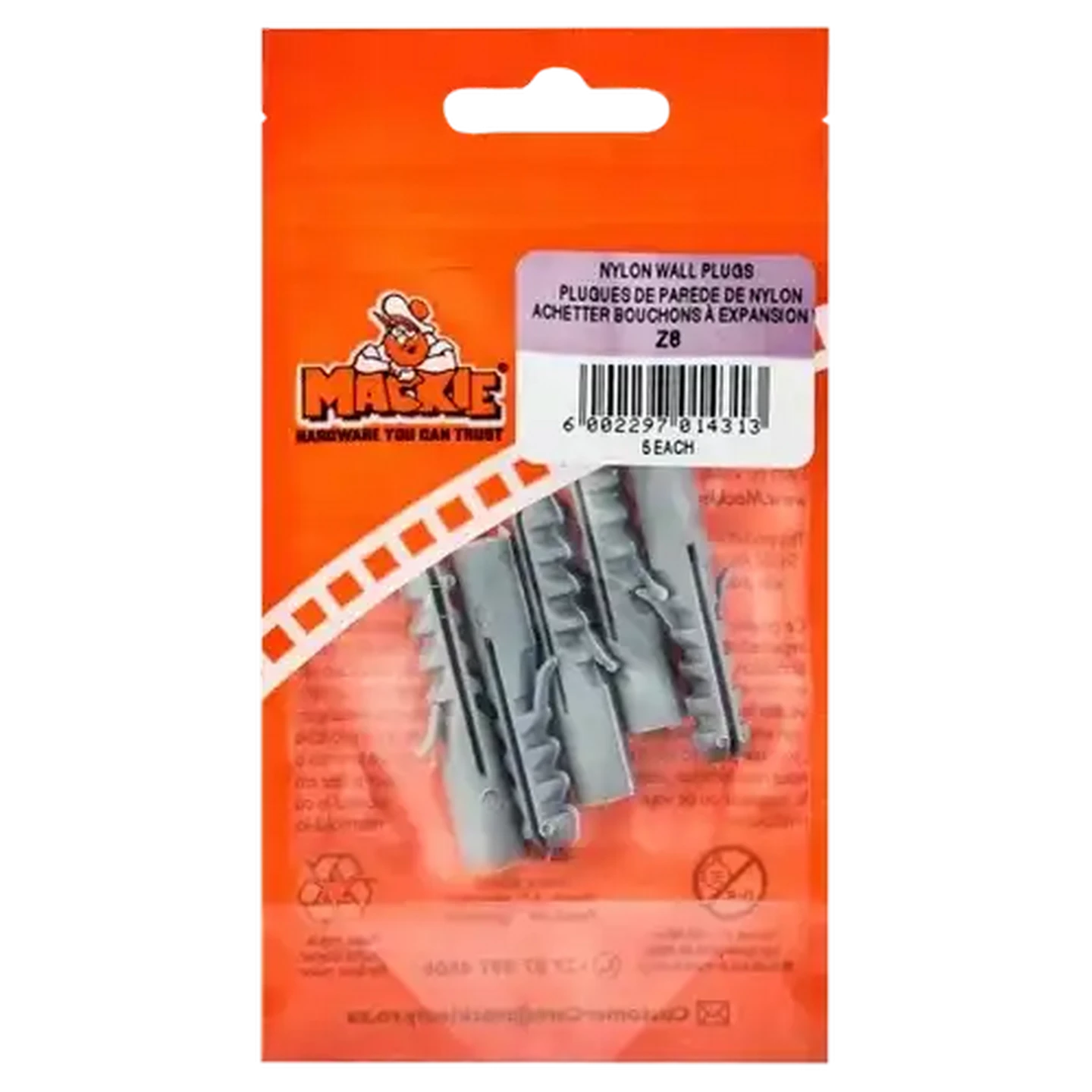 Image of Mackie Nylon Wall Plug Z8 5 Piece