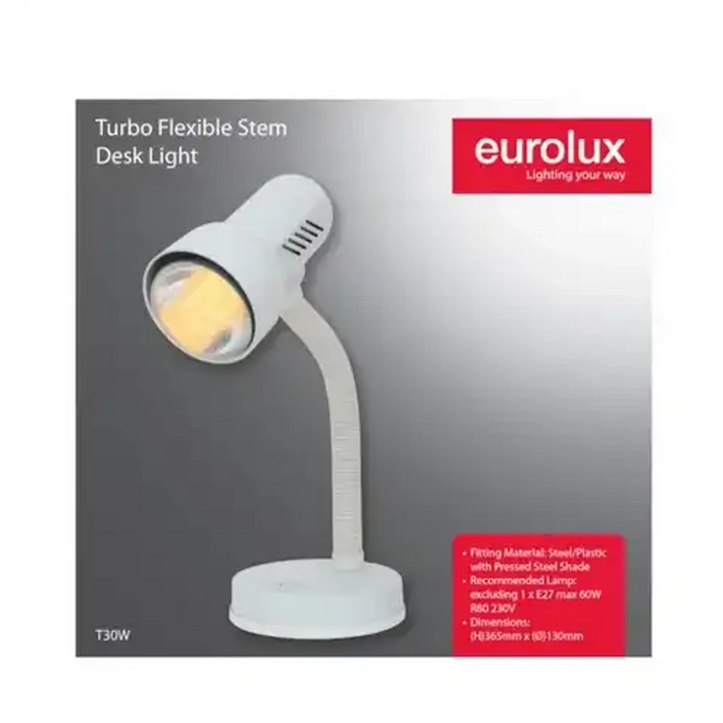Image of Eurolux T30W White Turbo Table Lamp 130mm