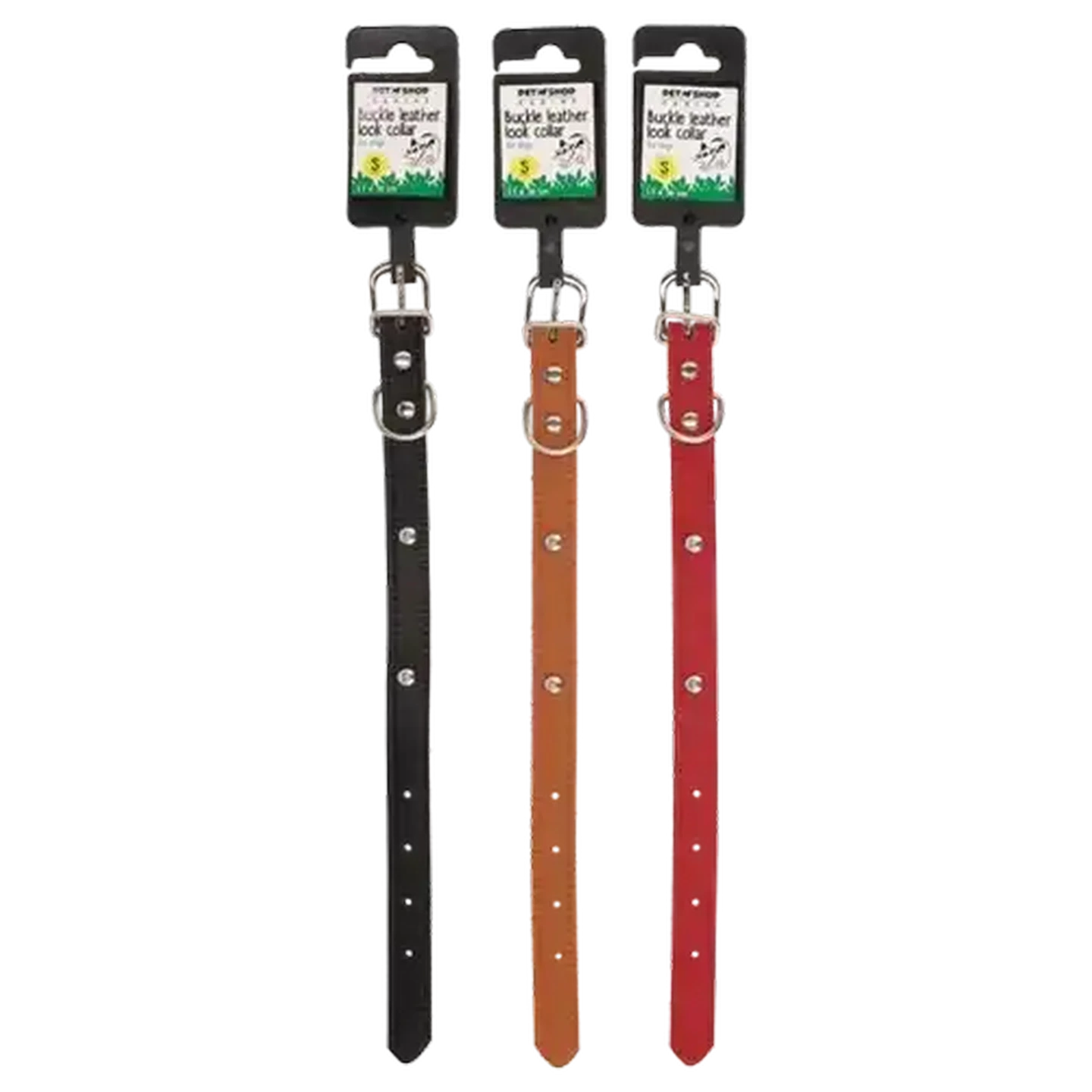Image of Petshop Small Studded Buckle Leather Look Collar for Dogs 30cm (Colour May Vary)