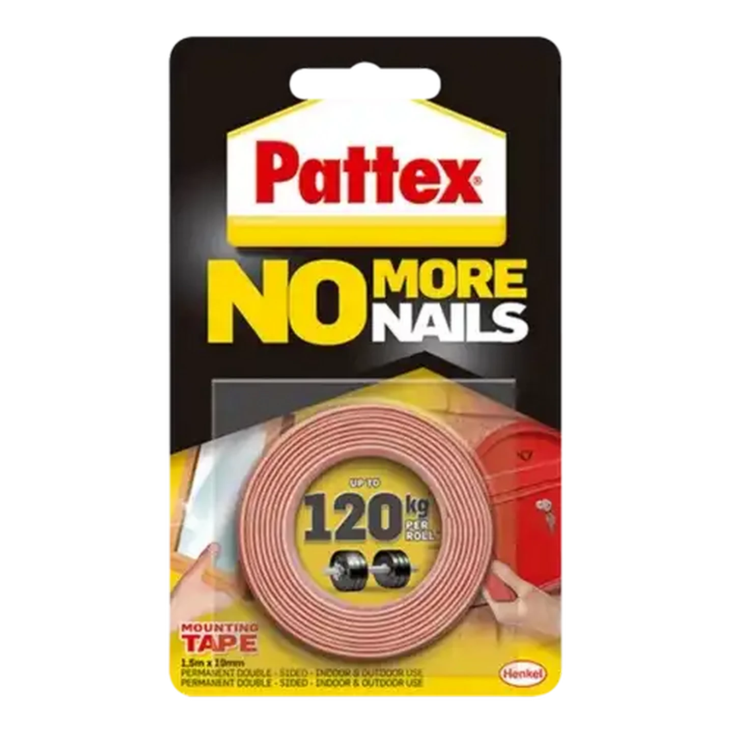 Image of Pattex No More Nails Double Sided Mounting Tape 19mm x 1.5m