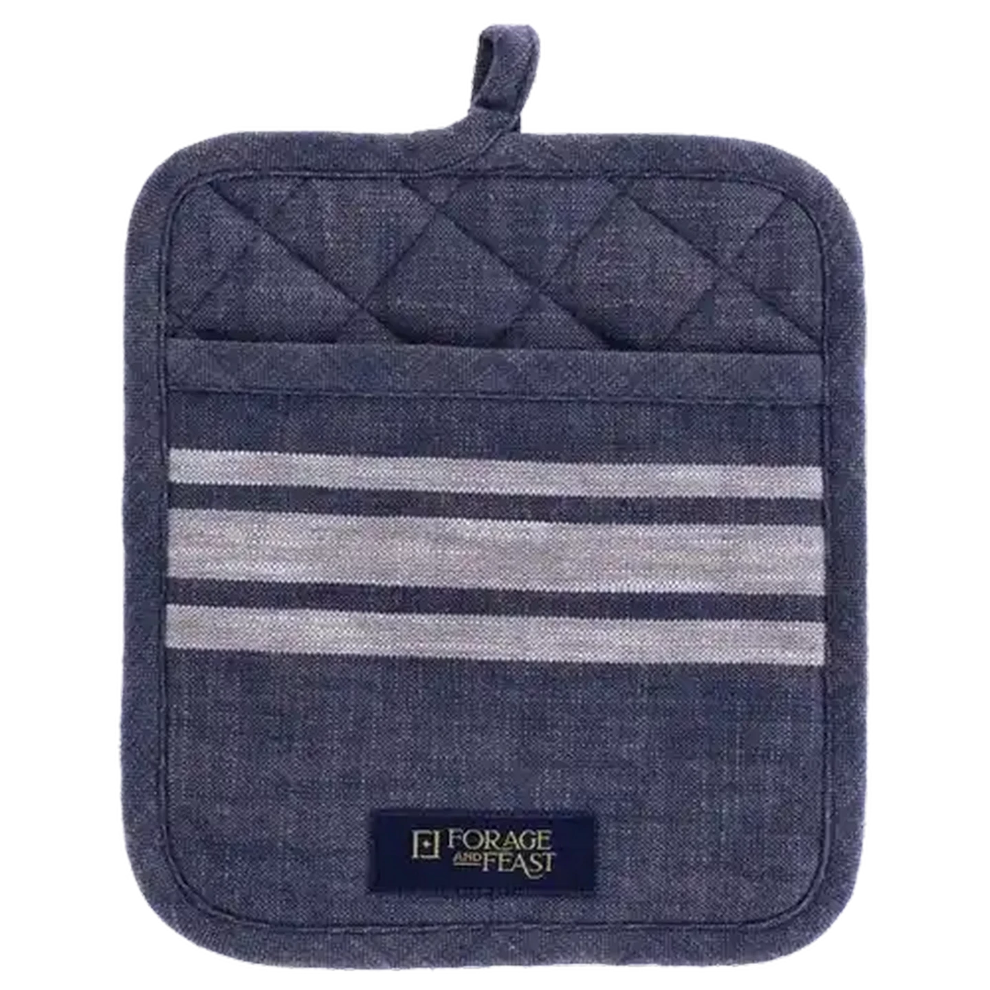 Image of Forage And Feast Navy Silicon Print Potholder 20 x 23cm