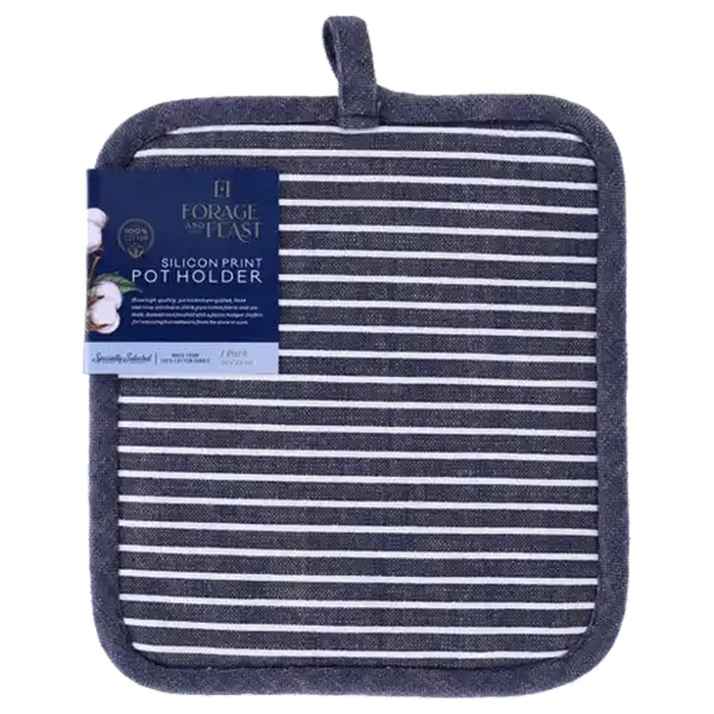 Image of Forage And Feast Navy Silicon Print Potholder 20 x 23cm