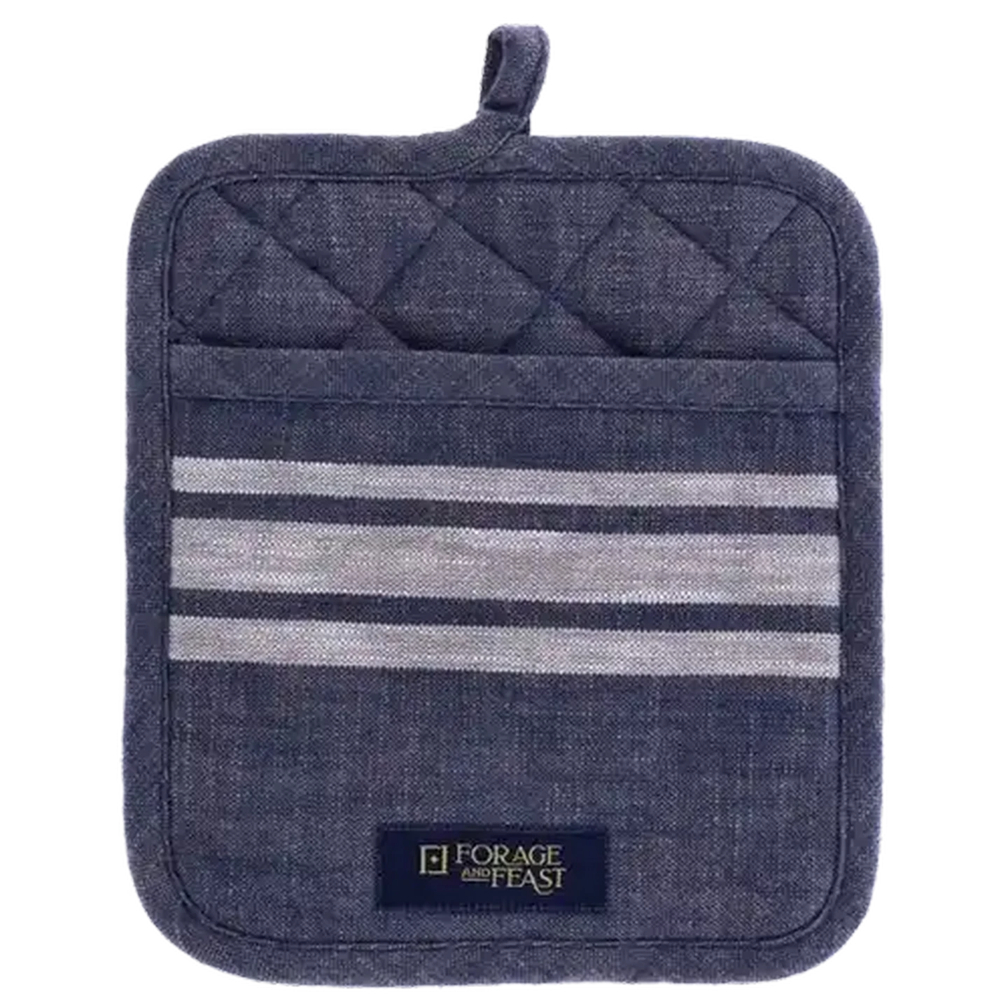 Image of Forage And Feast Navy Silicon Print Potholder 20 x 23cm