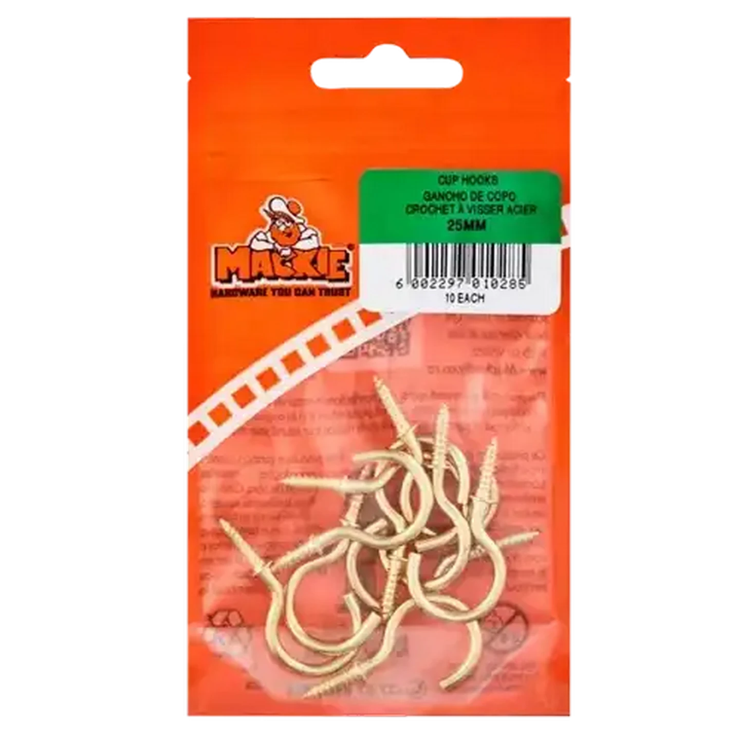 Image of Mackie Brass Plated Cup Hook 25mm 10 Piece