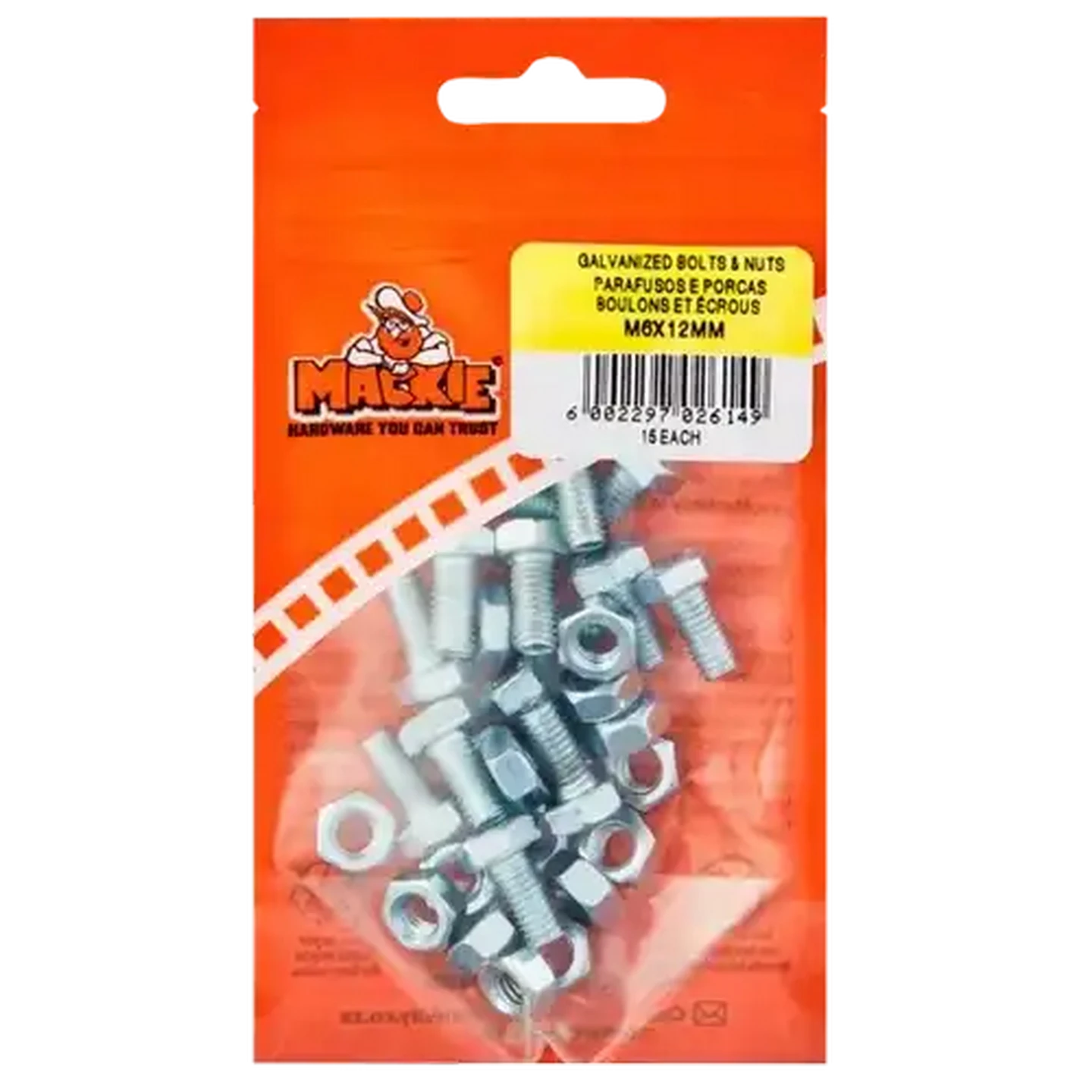 Image of Mackie Bolt & Nut M6 x 12mm 2 Piece