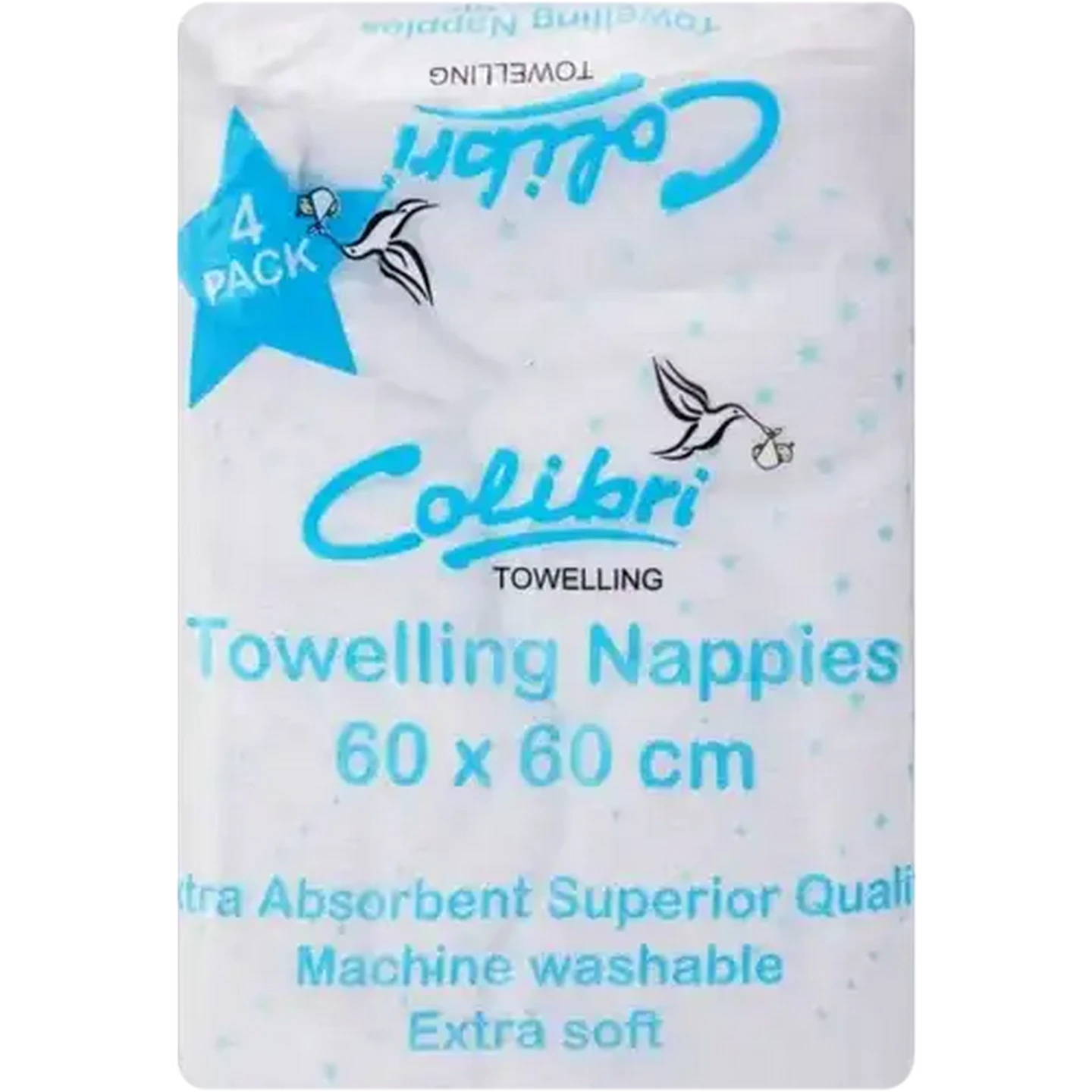 くり Checkers Sixty60 | Colibri Extra Soft Towelling Nappies 4 Pack
