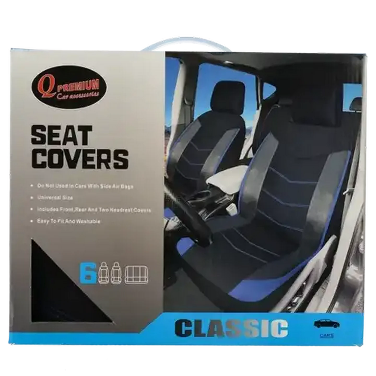 Image of Q Premium Classic Car Seat Covers 6 Piece