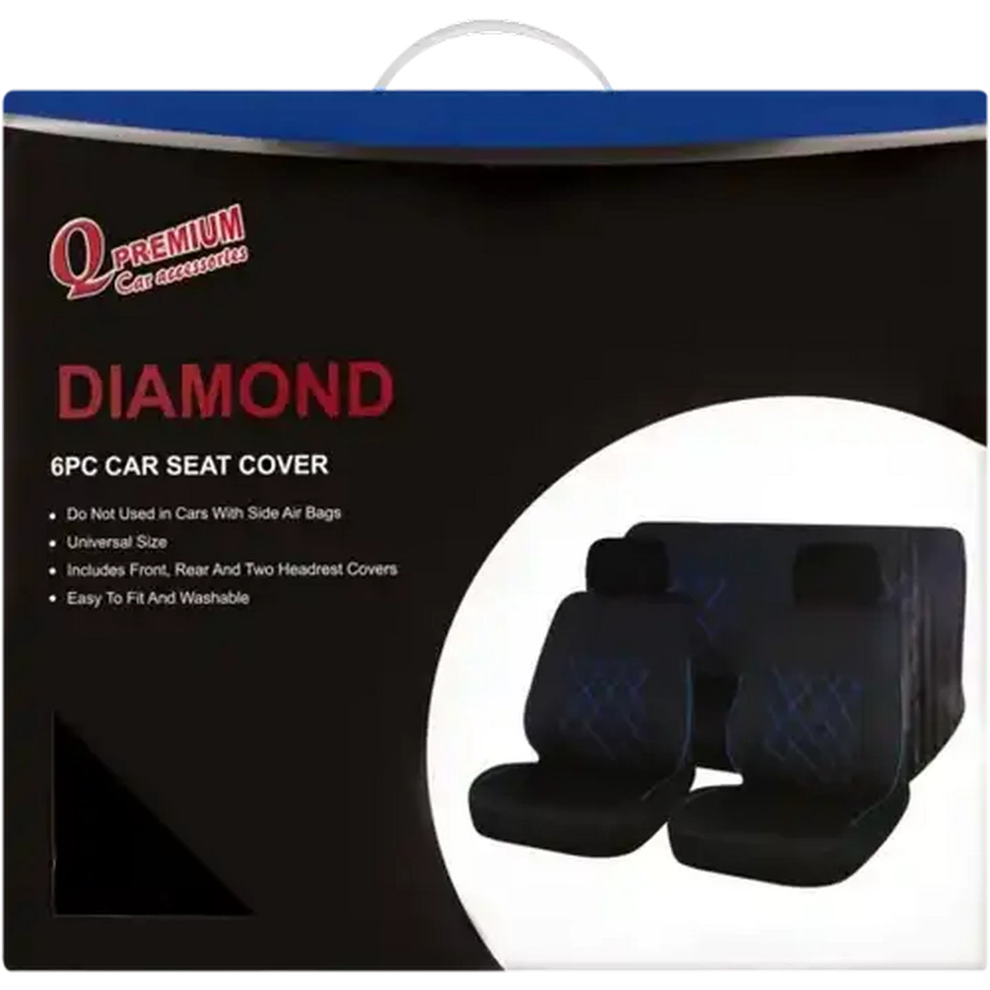 Image of Q Premium Diamond Car Seat Cover Set 6 Piece