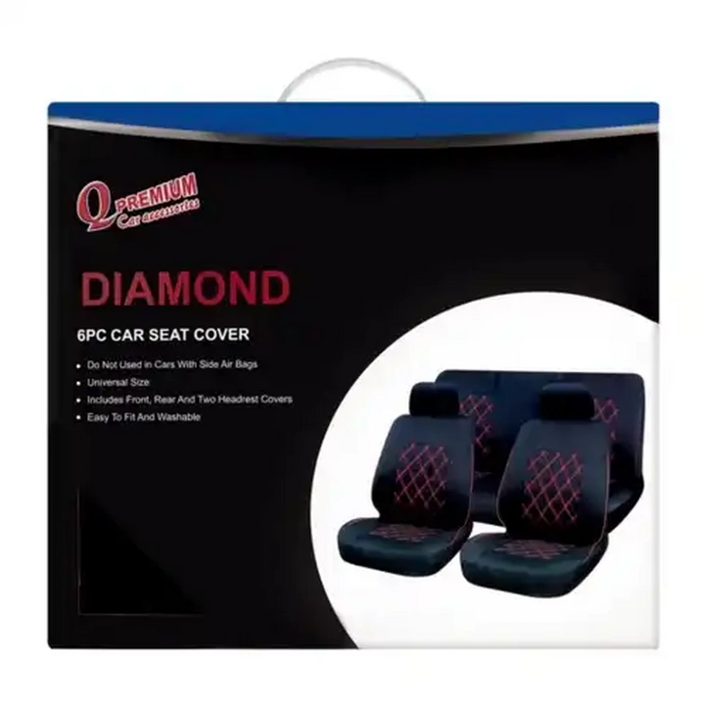Image of Q Premium Diamond Car Seat Cover Set 6 Piece