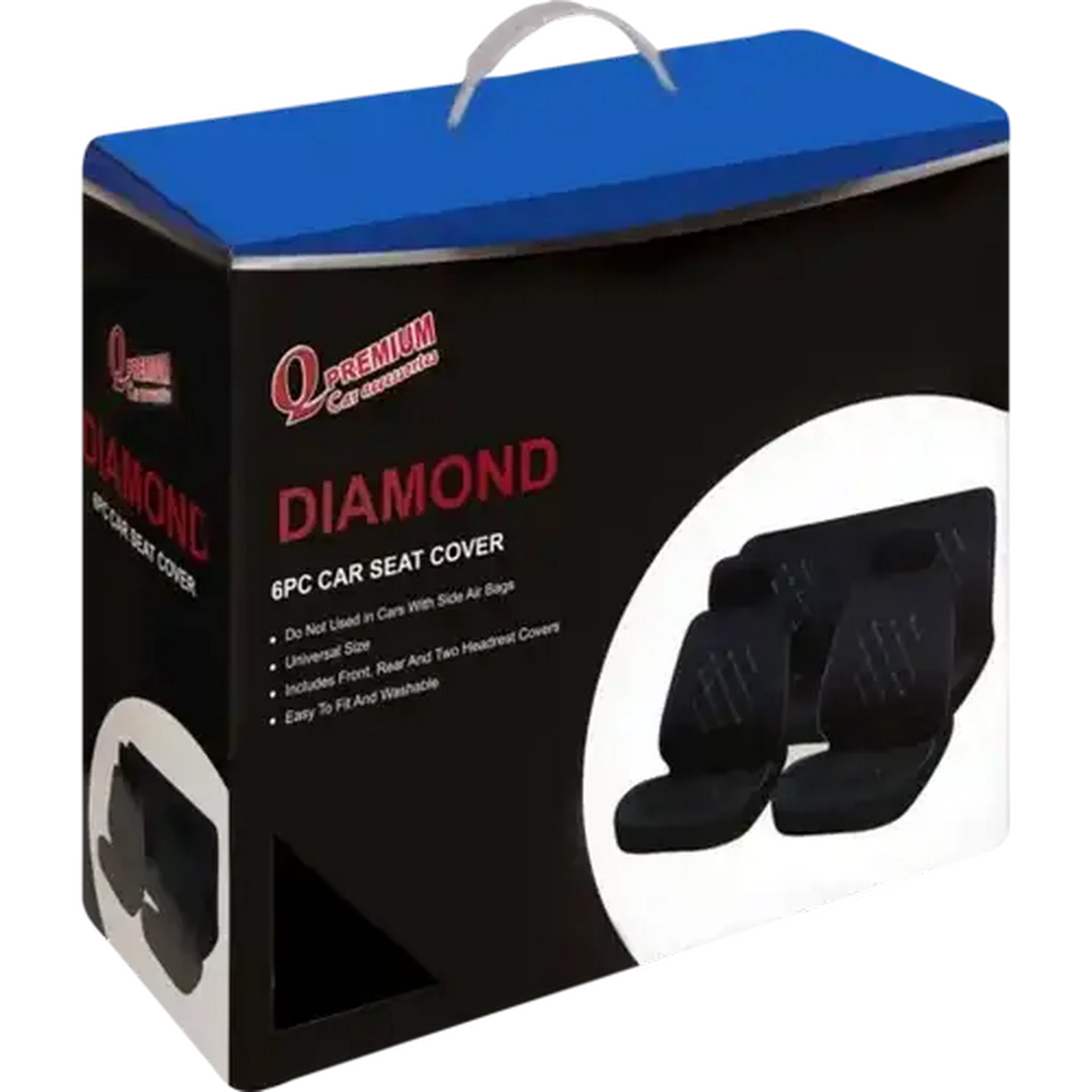 Image of Q Premium Diamond Car Seat Cover Set 6 Piece