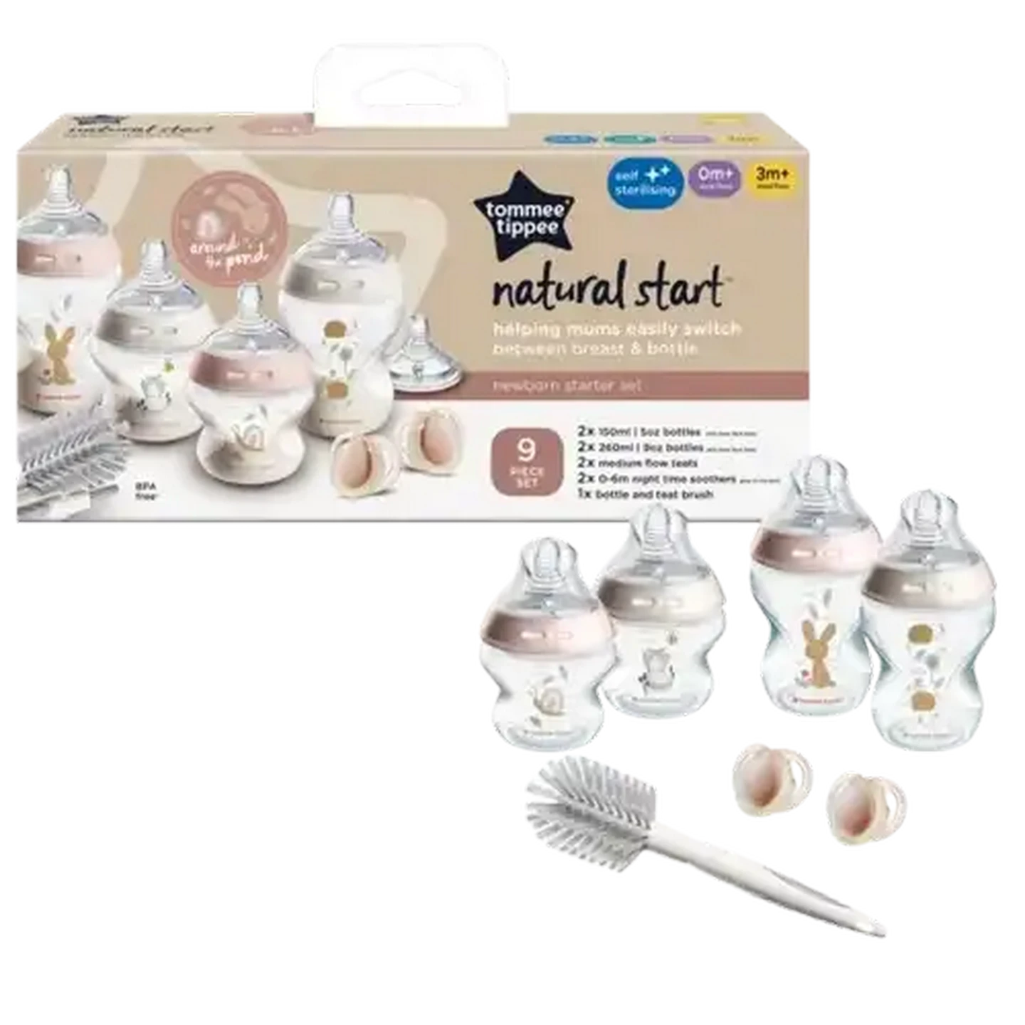 Image of Tommee Tippee Natural Start Self Sterilising Newborn Starter Kit Girl