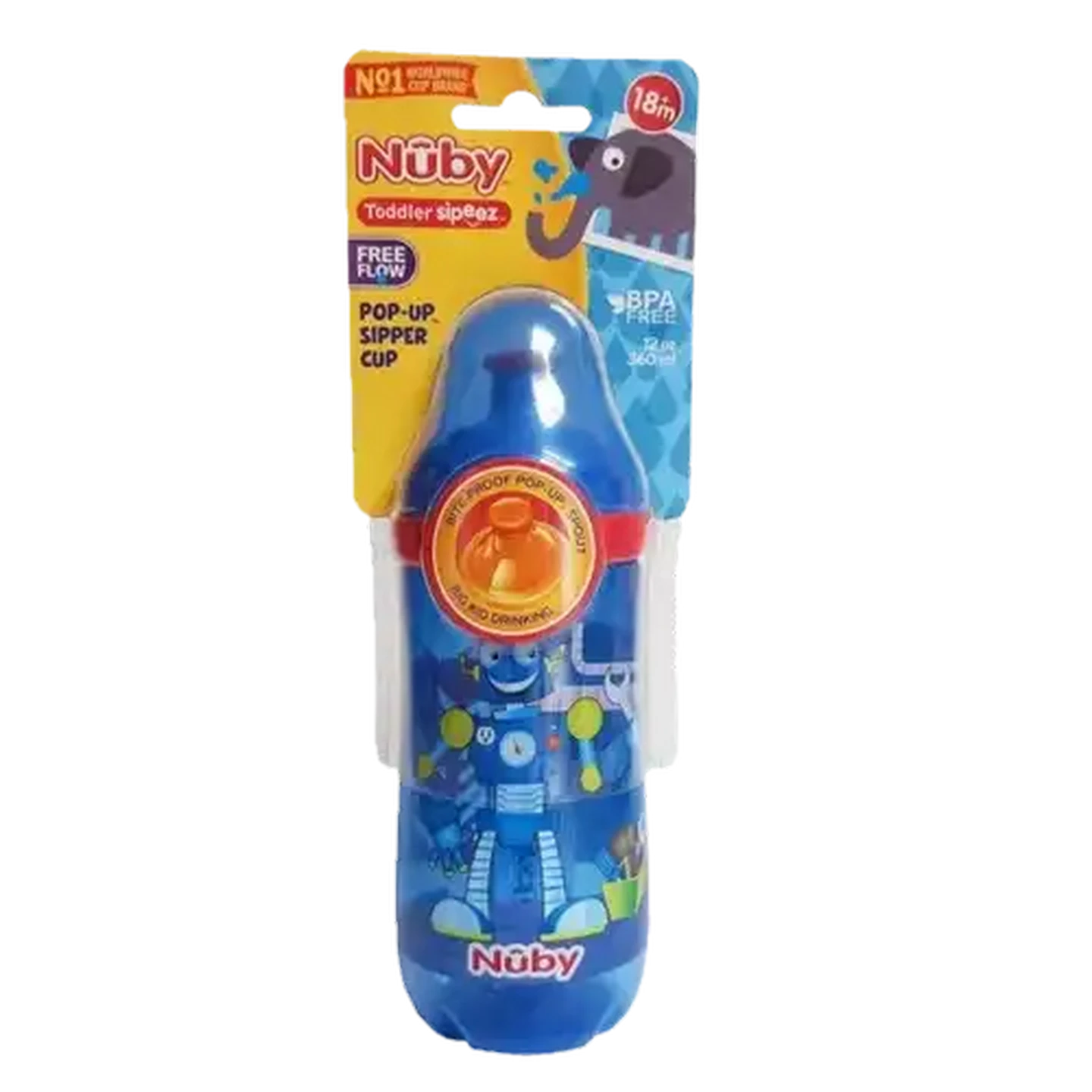 Image of Nûby 360ml Blue Pop-Up Sipper 12 Months +