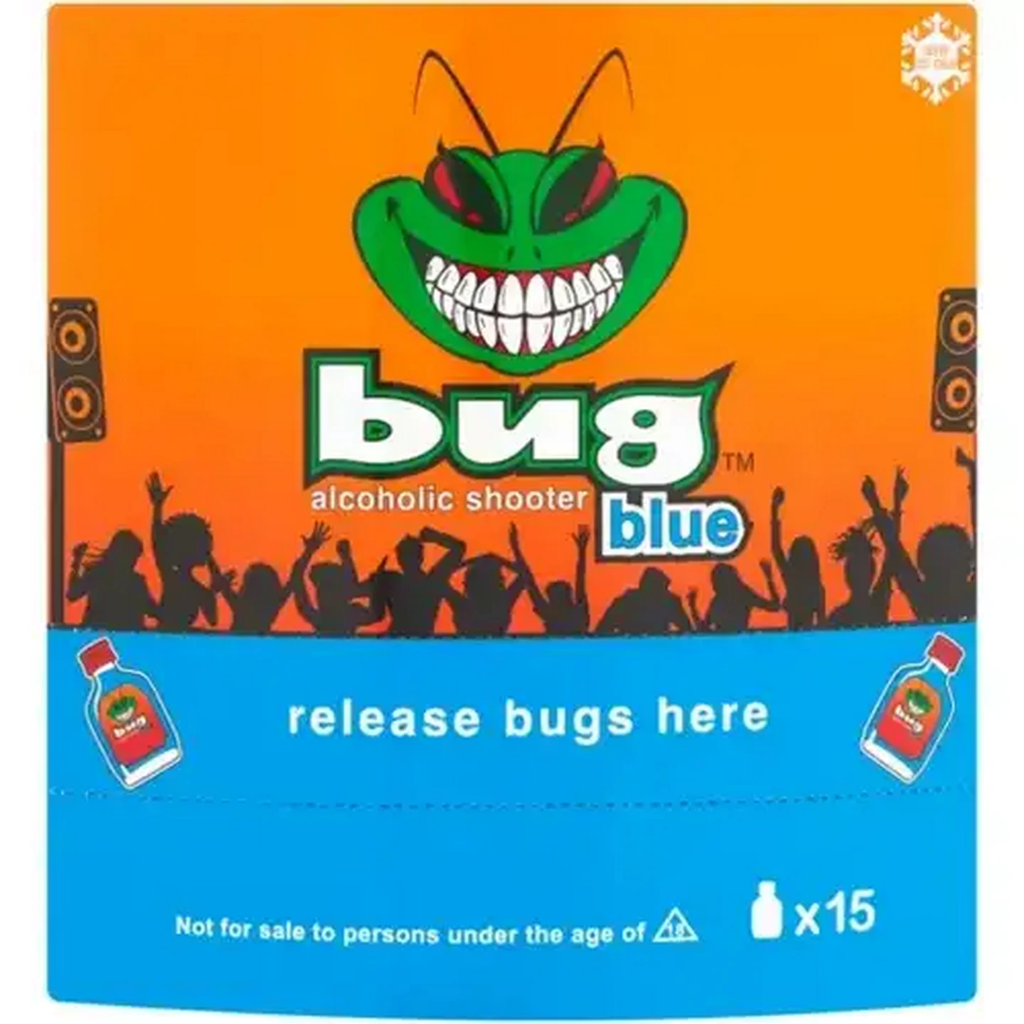 Image of Bug Blue Alcoholic Shooter Bottles 15 x 20ml