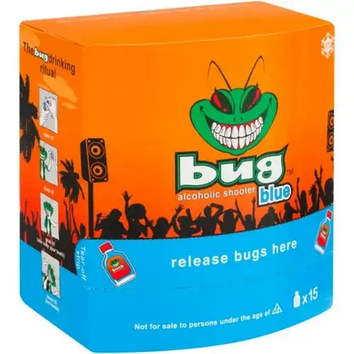 Image of Bug Blue Alcoholic Shooter Bottles 15 x 20ml