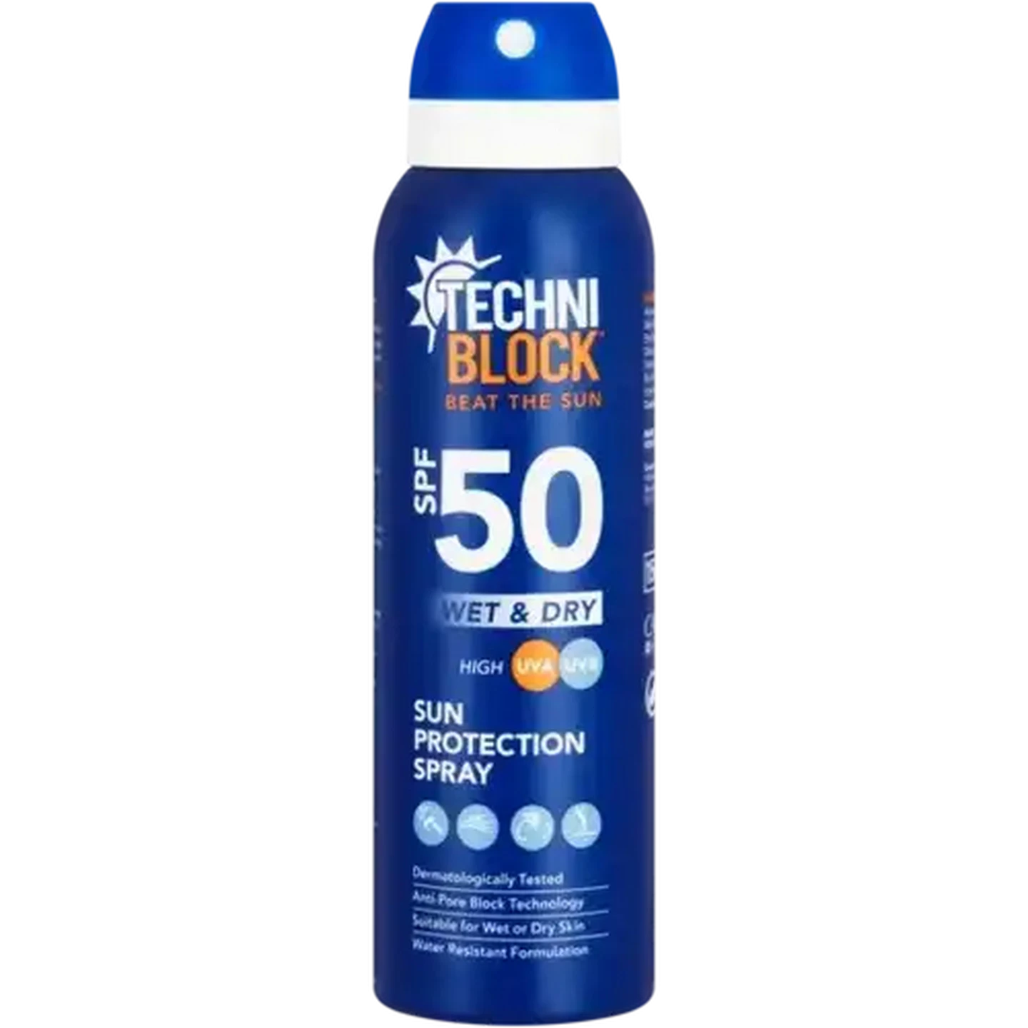 Image of Techniblock SPF 50 Wet & Dry Sun Protection Spray 150ml