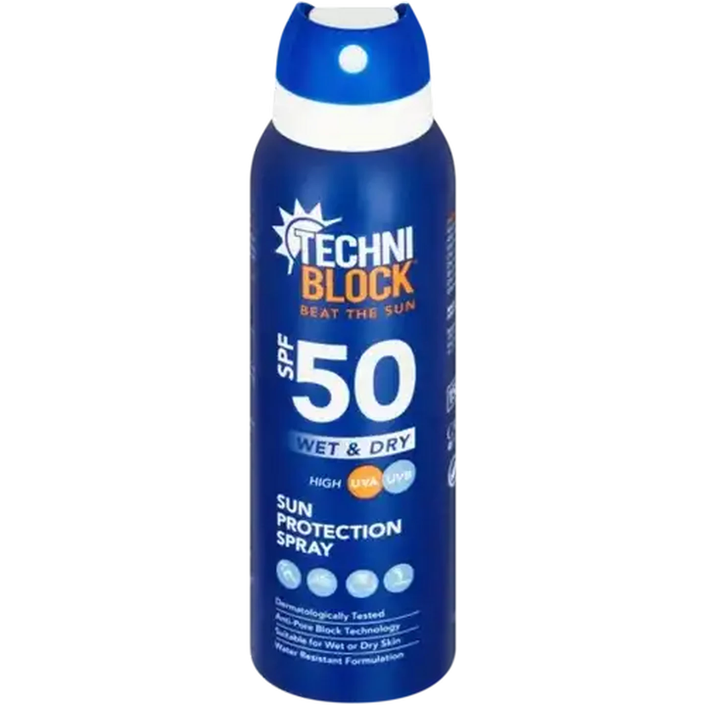 Image of Techniblock SPF 50 Wet & Dry Sun Protection Spray 150ml