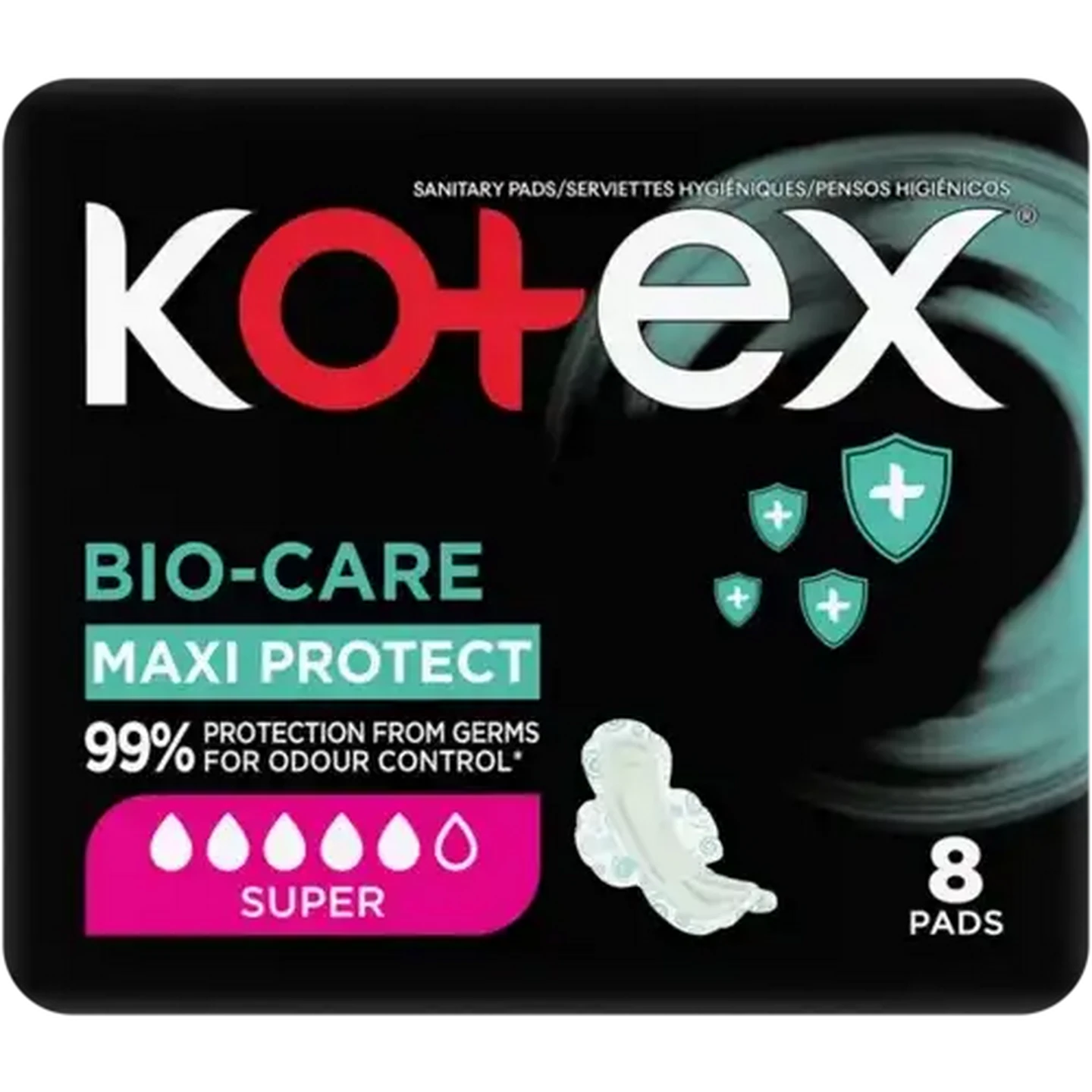 Image of Kotex Bio-Care Super Maxi Protect Sanitary Pads 7/8 Pack