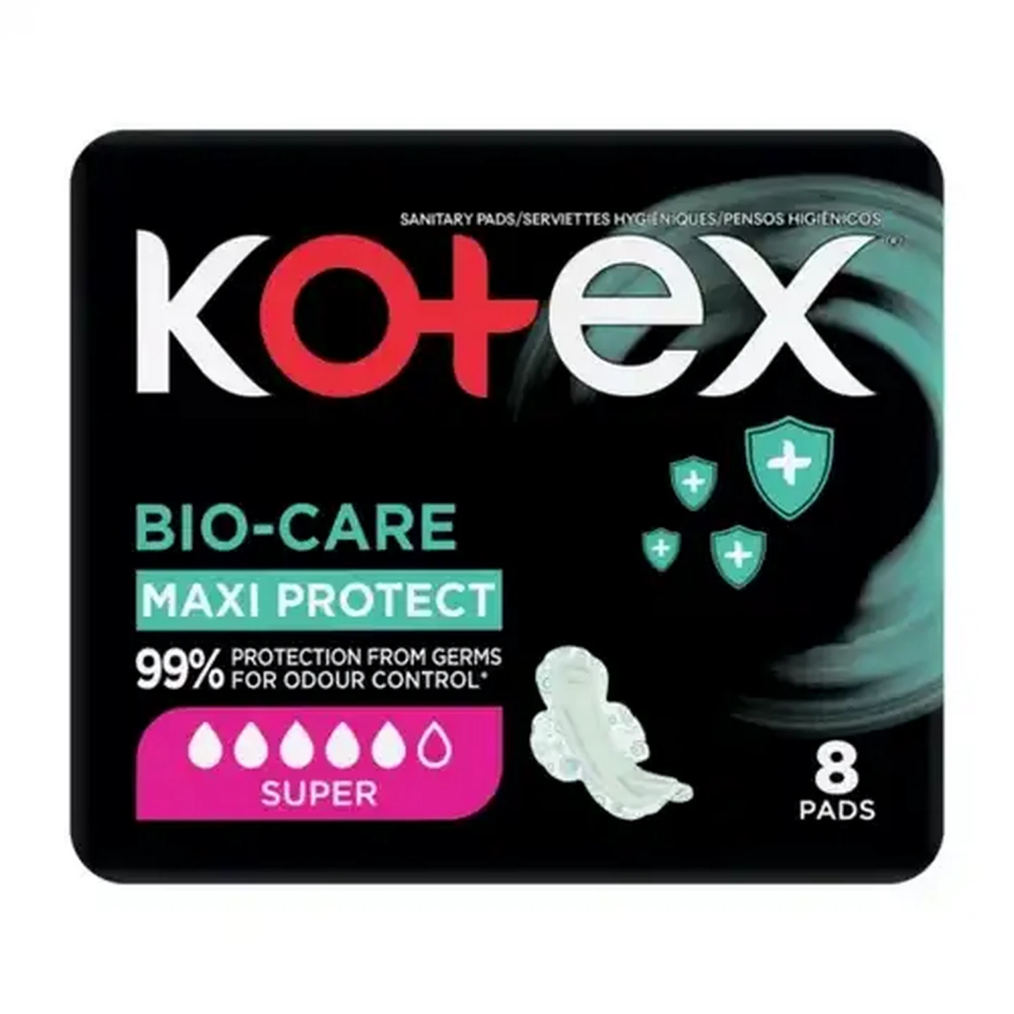Image of Kotex Bio-Care Super Maxi Protect Sanitary Pads 7/8 Pack