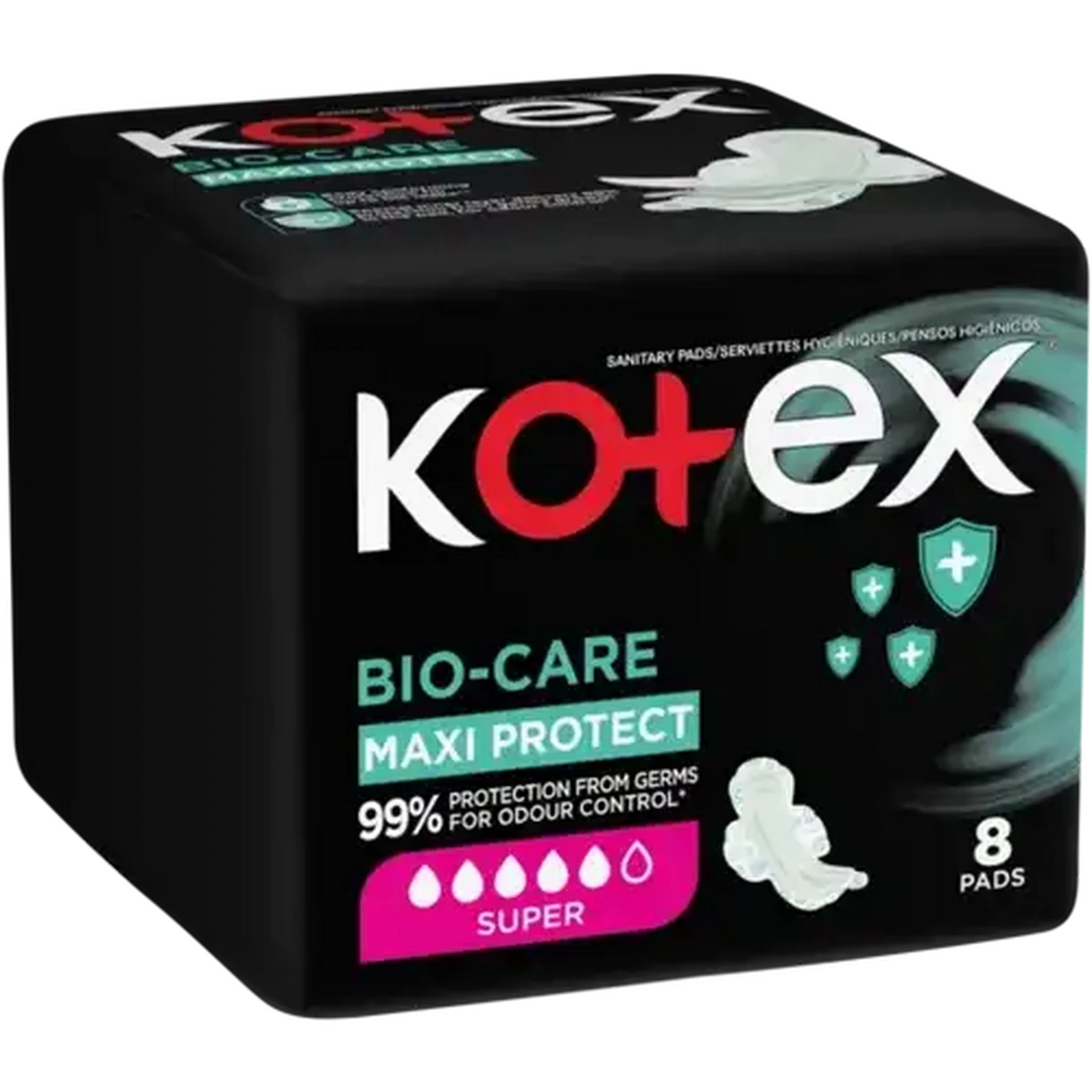 Image of Kotex Bio-Care Super Maxi Protect Sanitary Pads 7/8 Pack