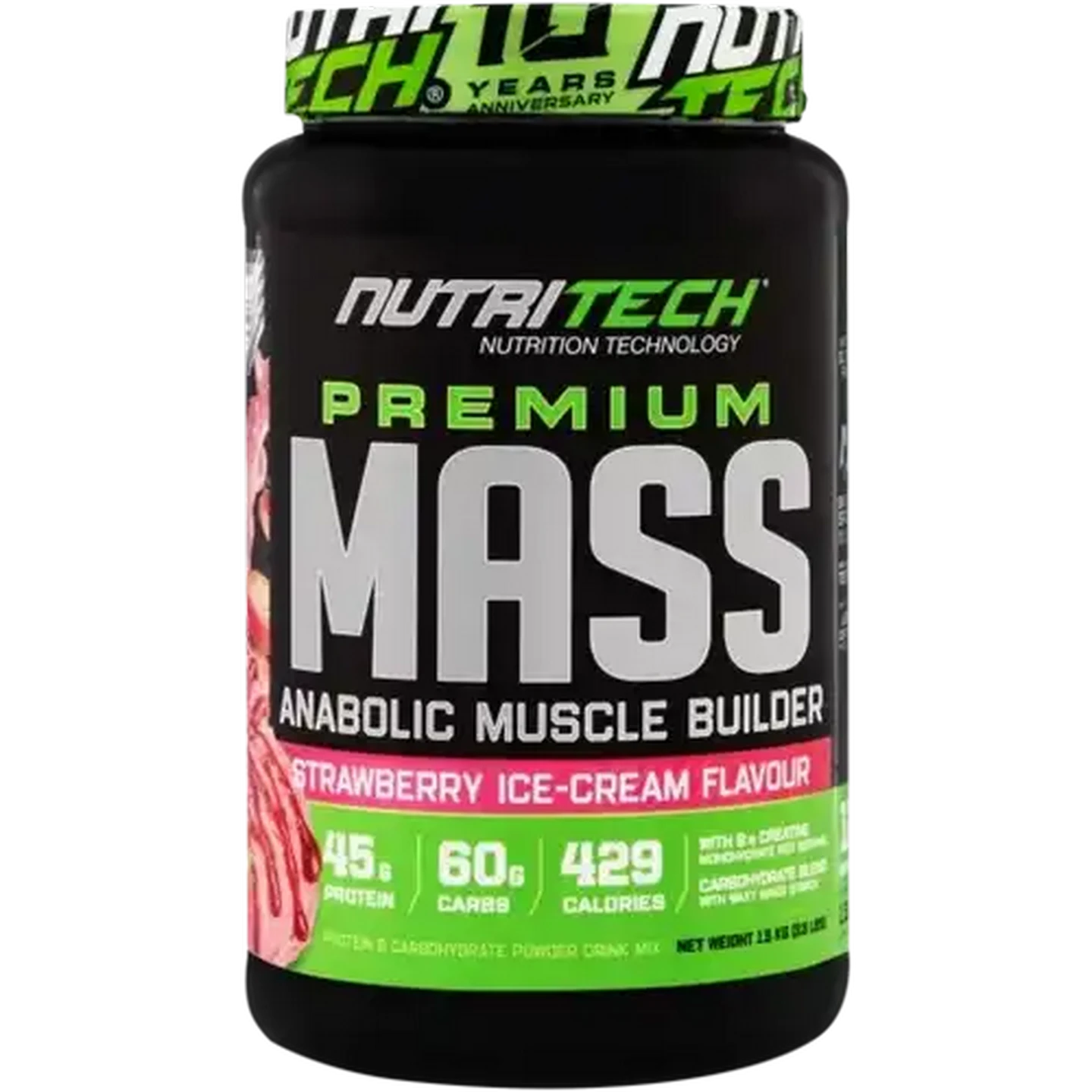 Image of NutriTech Strawberry Ice-Cream Flavour Premium Mass Builder 1.5kg