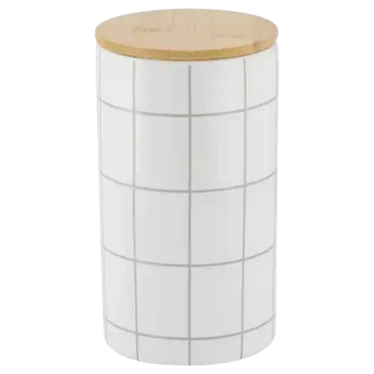 Image of Ceramic Large Striped Canister With Lid