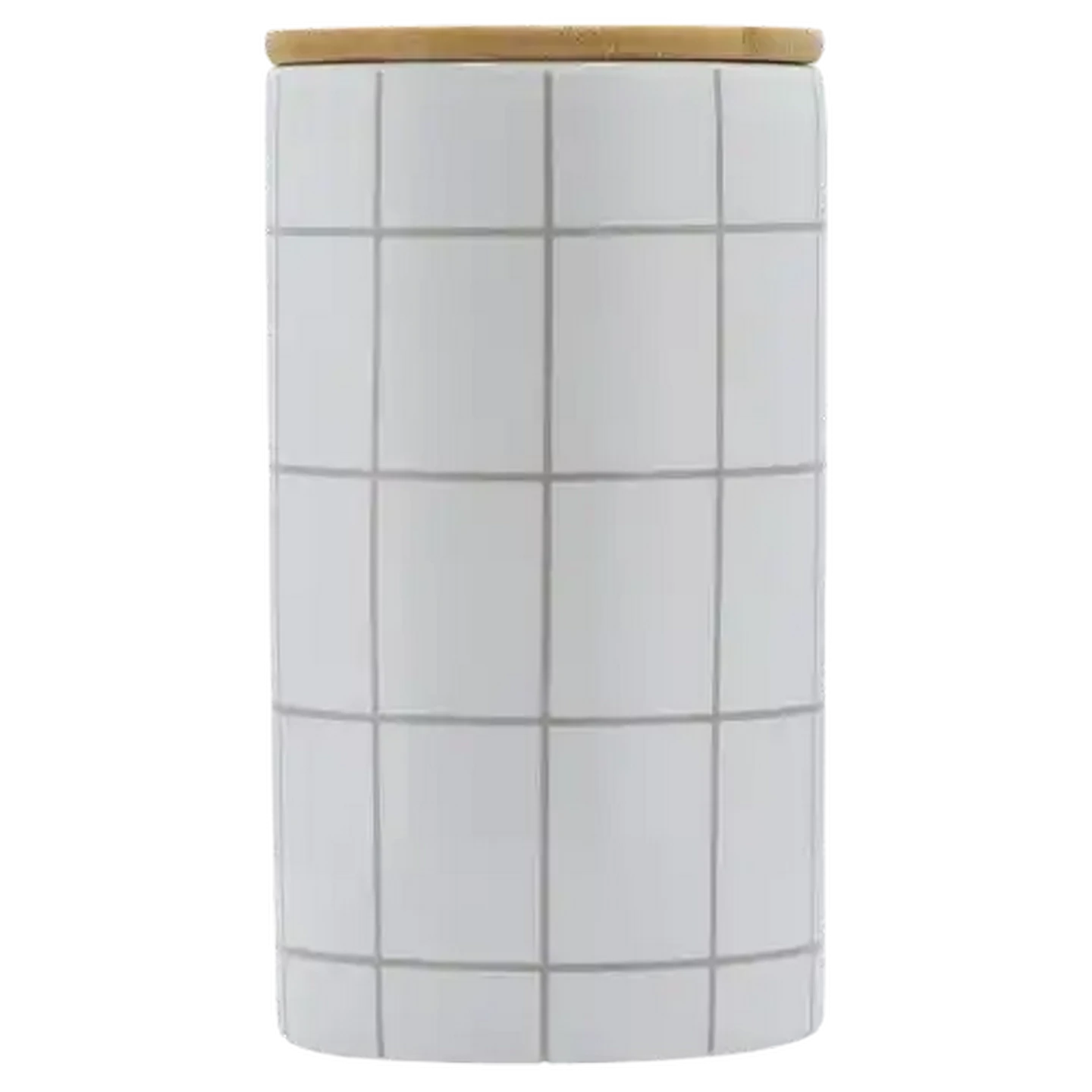 Image of Ceramic Large Striped Canister With Lid