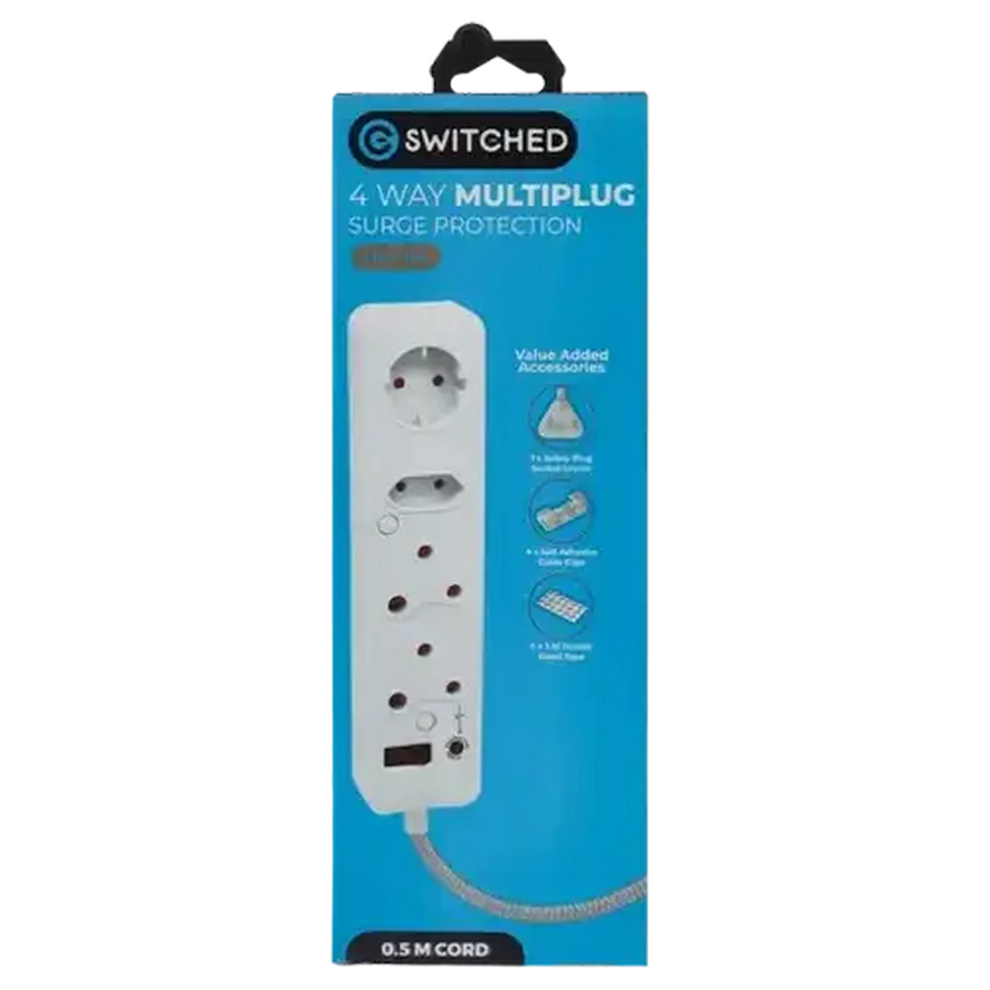 Image of Switched Surge Protection 4-Way Multiplug 0.5m