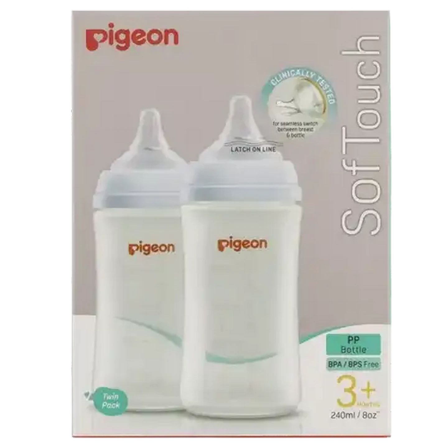 Image of Pigeon SofTouch Bottles 240ml 2 Pack 3 Months+