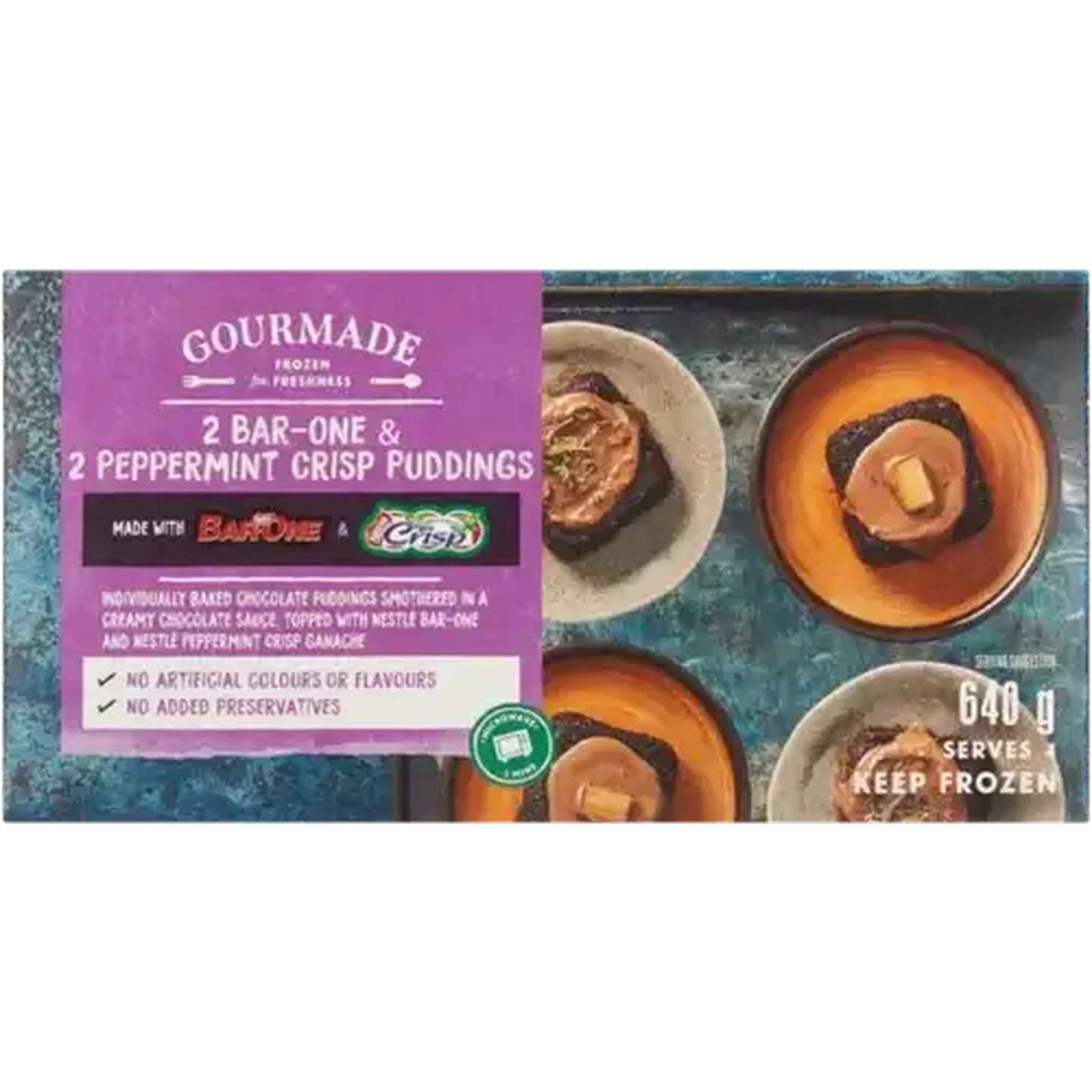 Image of Gourmade Frozen Pudding Desserts made with BAR-ONE® and Peppermint Crisp® 640g
