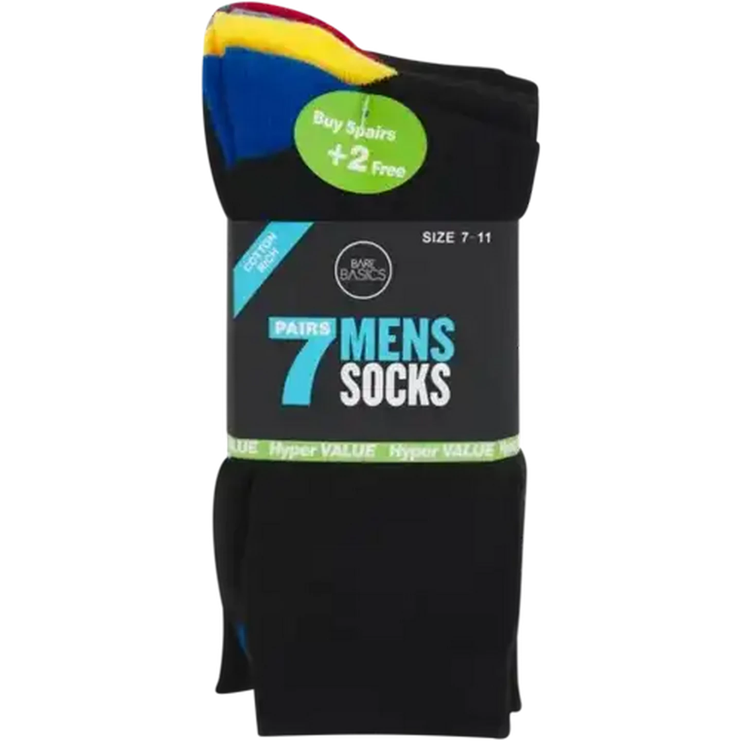 Image of Bare Basics Mens Anklet Socks 7 Pair (Colour May Vary)