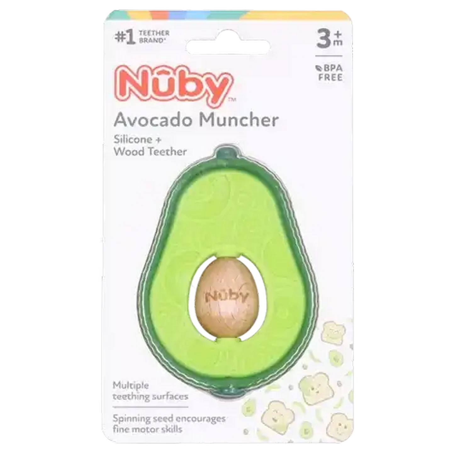 Image of Nûby Green Avo Wood & Silicone Teether 3 Months+