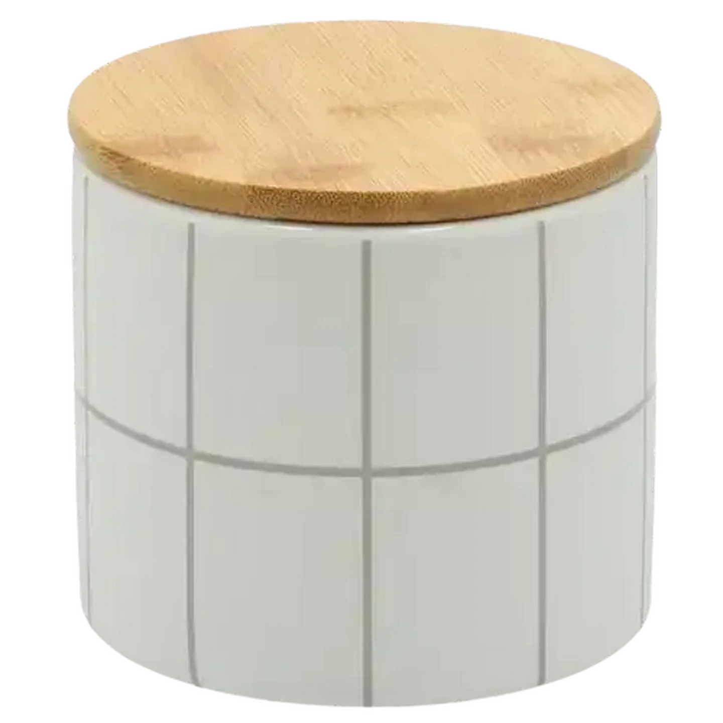 Image of Ceramic Small Striped Canister With Lid