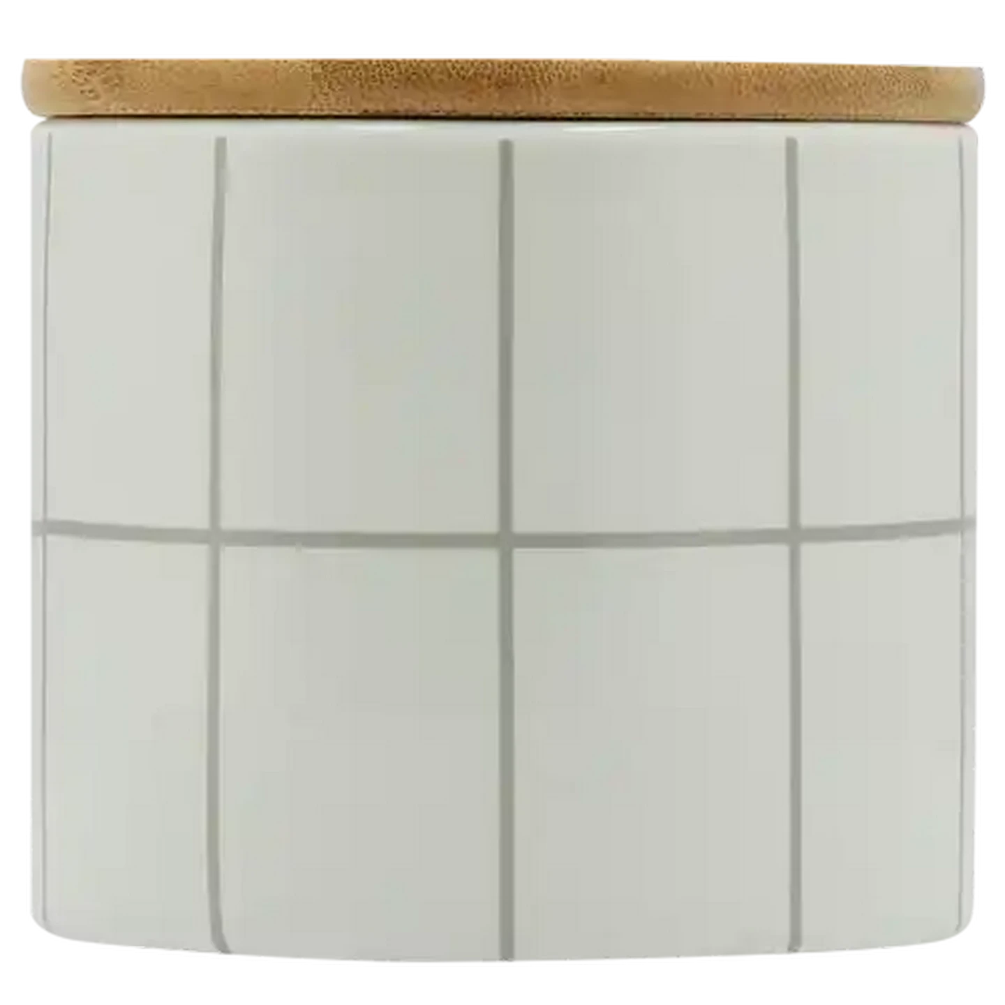 Image of Ceramic Small Striped Canister With Lid