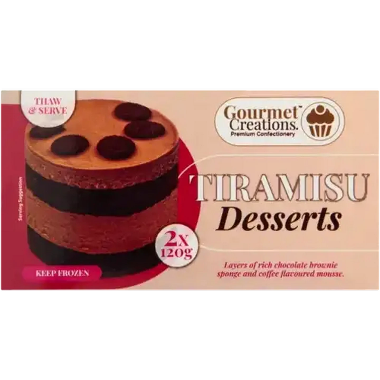 Image of Gourmet Creations Frozen Tiramisu Dessert 2 x 120g