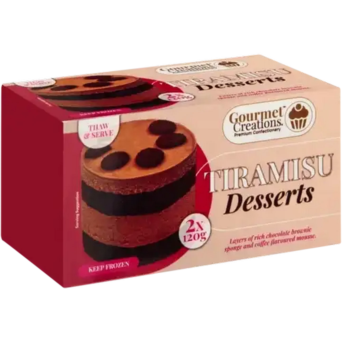 Image of Gourmet Creations Frozen Tiramisu Dessert 2 x 120g
