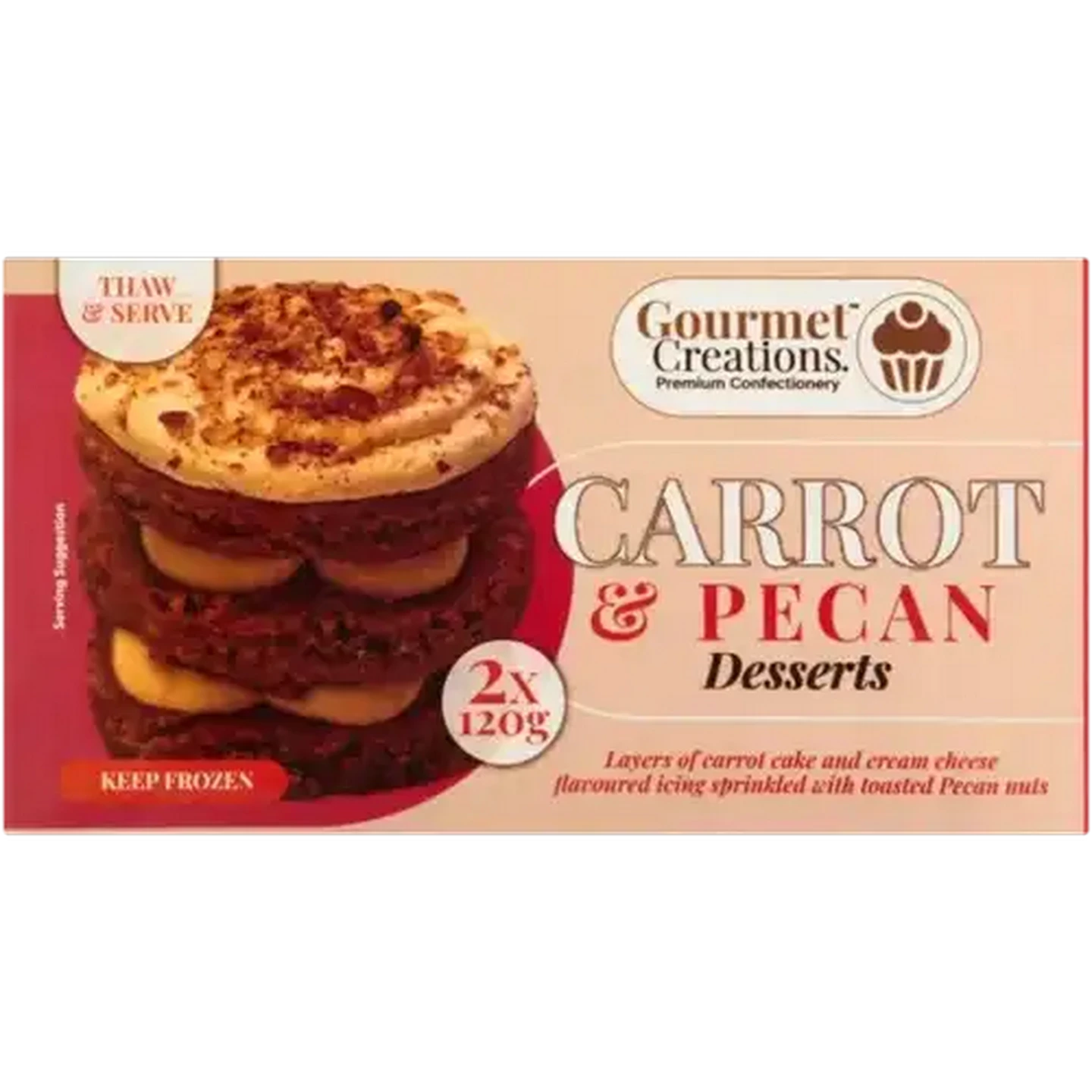 Image of Gourmet Creations Frozen Carrot & Pecan Desserts 2 x 120g