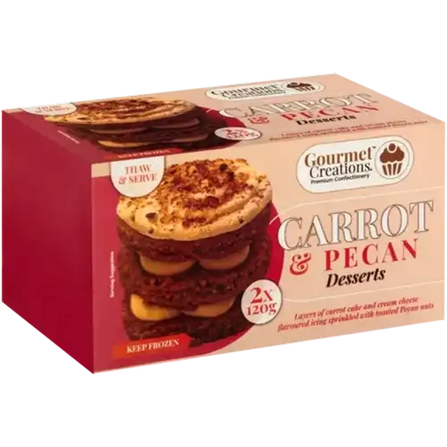 Image of Gourmet Creations Frozen Carrot & Pecan Desserts 2 x 120g