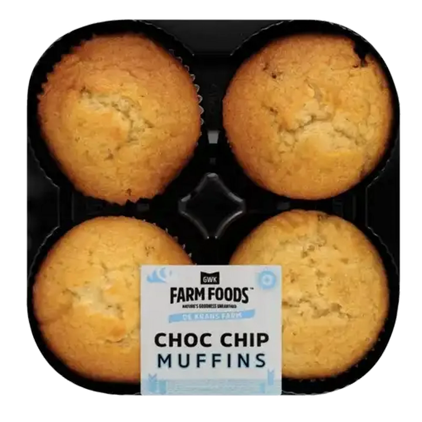 Image of GWK Farm Foods Chocolate Chip Flavoured Muffins 4 Pack