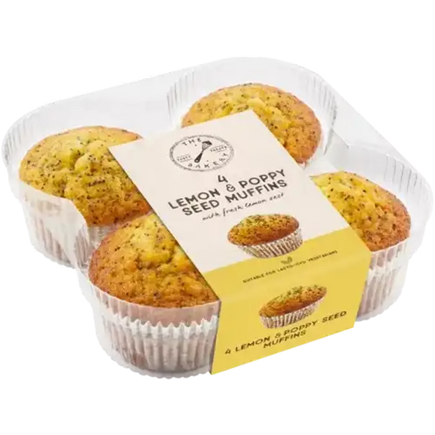 Image of The Bakery Lemon & Poppy Seed Muffins 4 Pack