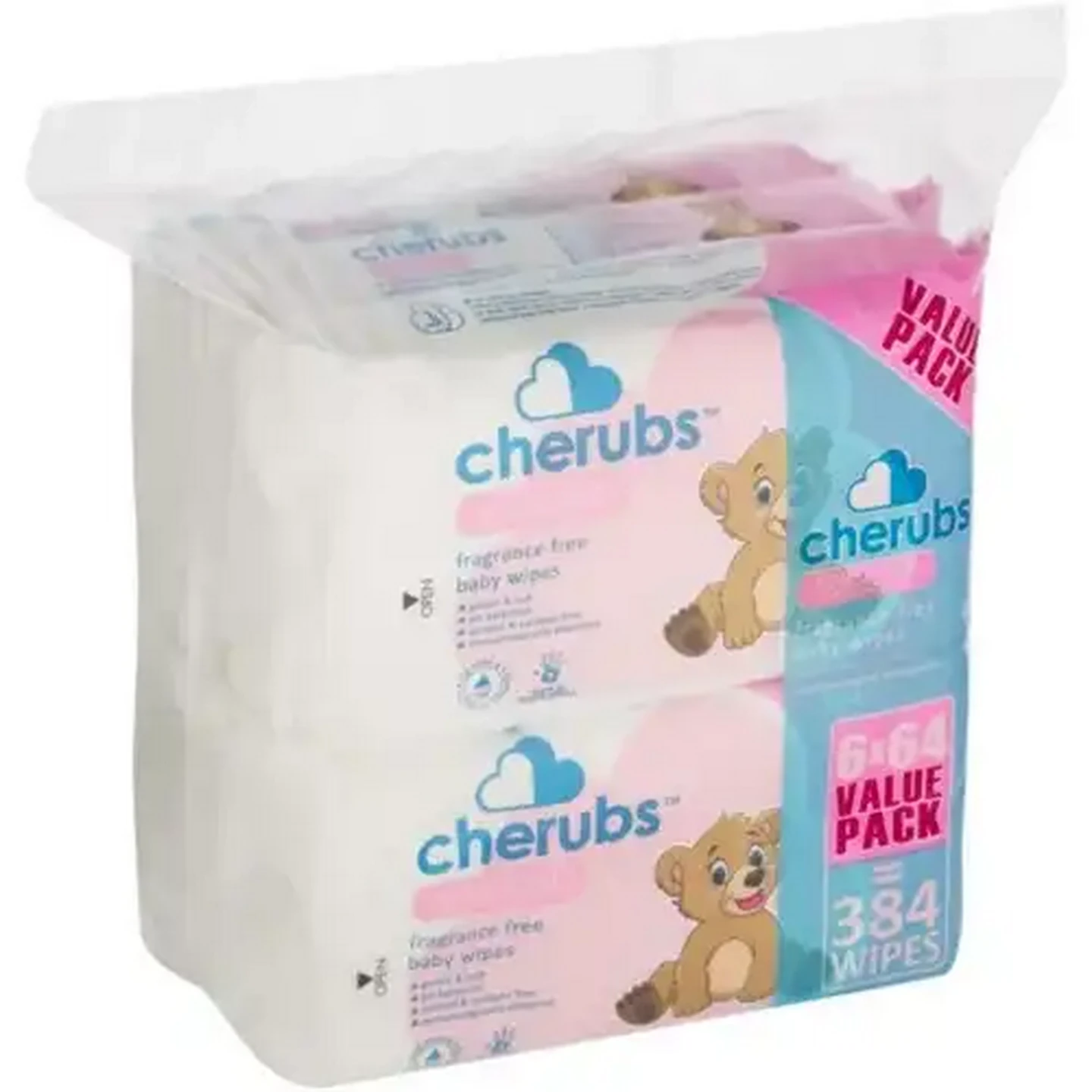 Image of Cherubs Sensitive Fragrance Free Baby Wipes 6 x 64 Pack
