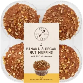 The Bakery Banana & Pecan Nut Muffins 4 Pack