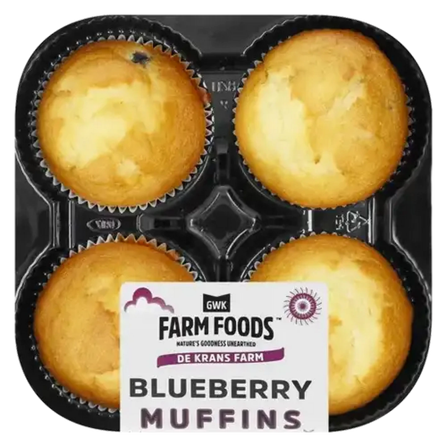Image of GWK Farm Foods Blueberry Flavoured Muffins 4 Pack