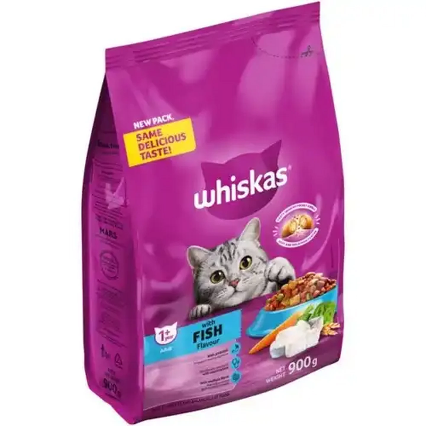 Image of Whiskas Fish Flavoured Adult Dry Cat Food 900g